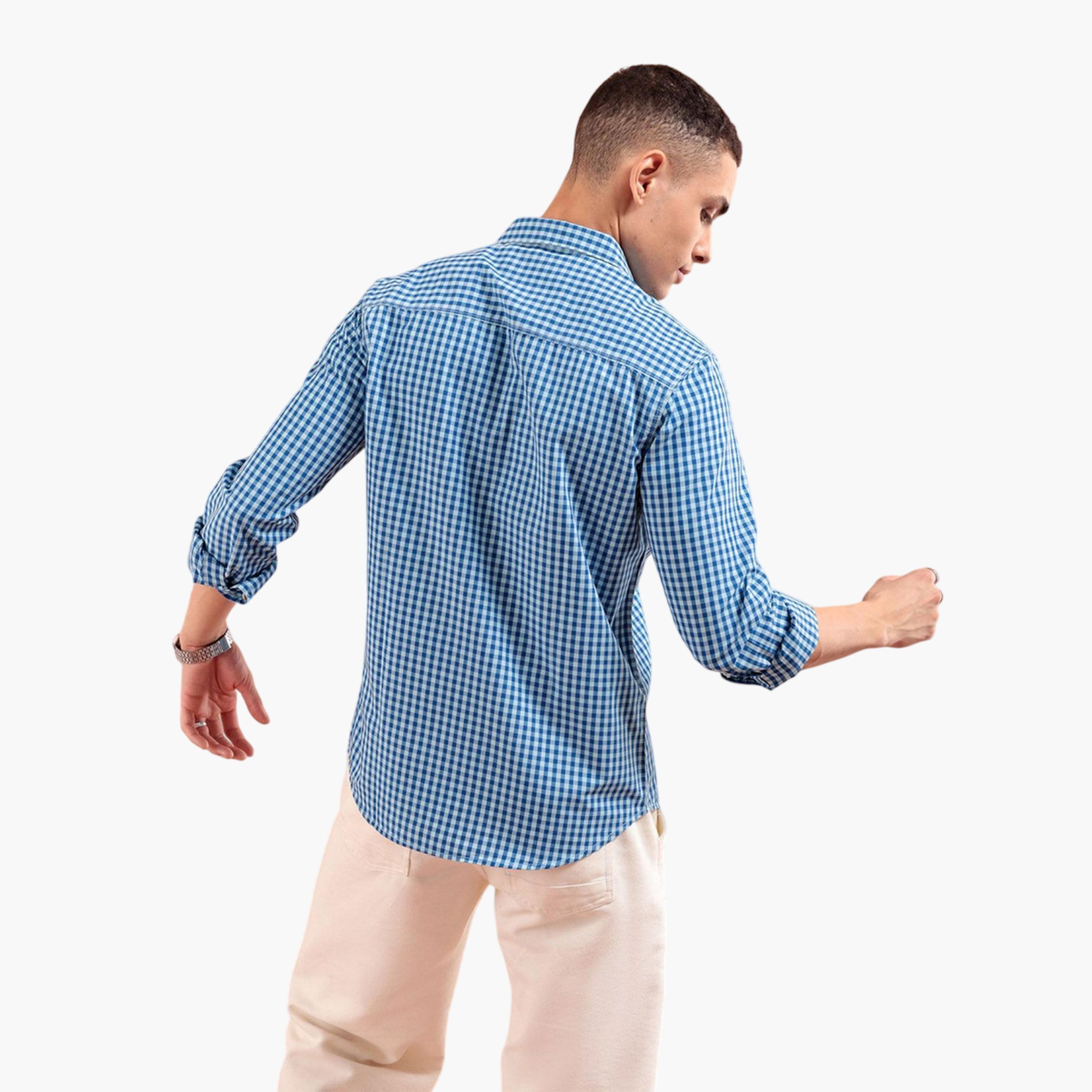 The Indian Garage Co X Styli Men Slim Fit Other Checks Spread Collar Casual Shirt-men-clothing-shirts-image-4