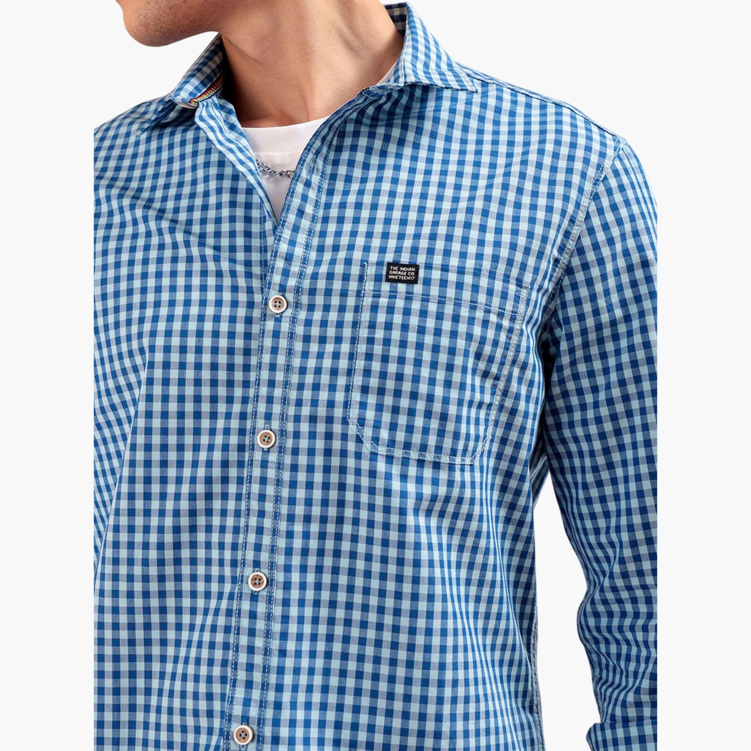 The Indian Garage Co X Styli Men Slim Fit Other Checks Spread Collar Casual Shirt-men-clothing-shirts-image-5