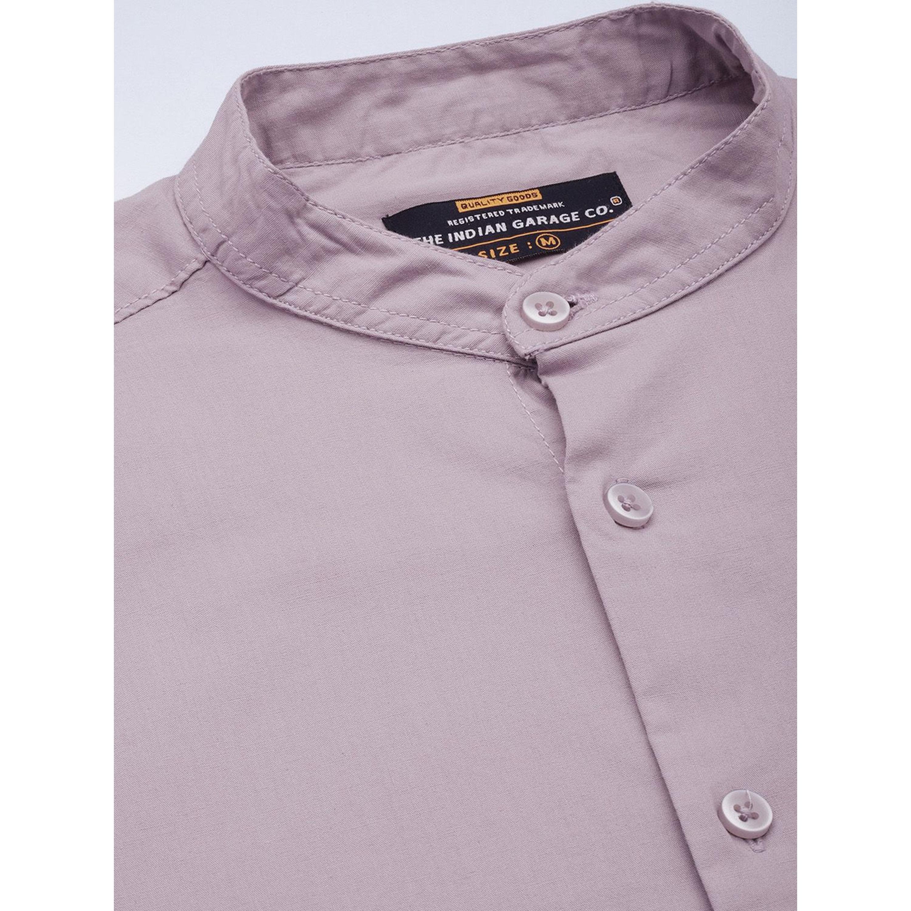 The Indian Garage Co X Styli Men Regular Fit Solid Mandarin Collar Casual Shirt-men-clothing-shirts-image-4