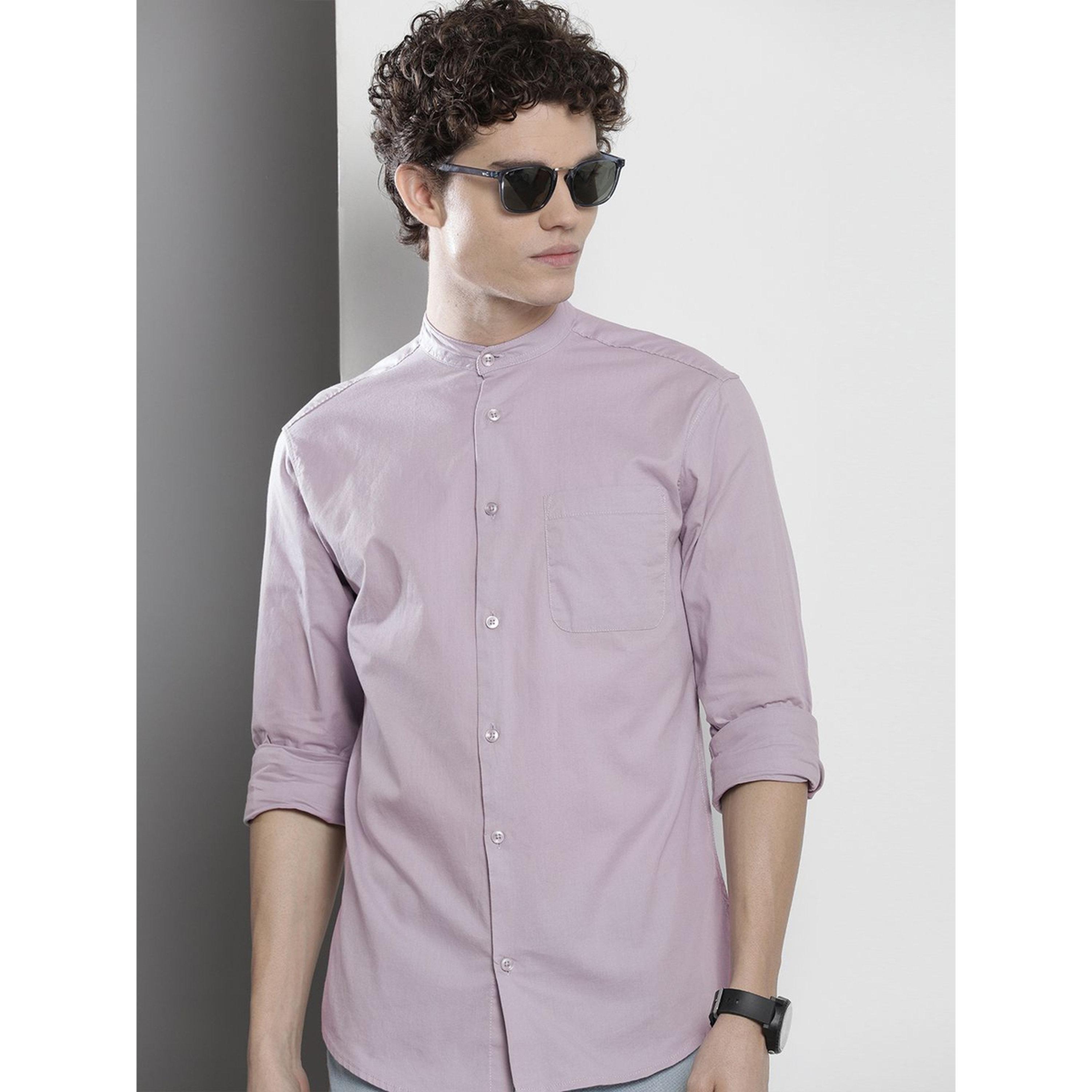 The Indian Garage Co X Styli Men Regular Fit Solid Mandarin Collar Casual Shirt-men-clothing-shirts-image-5