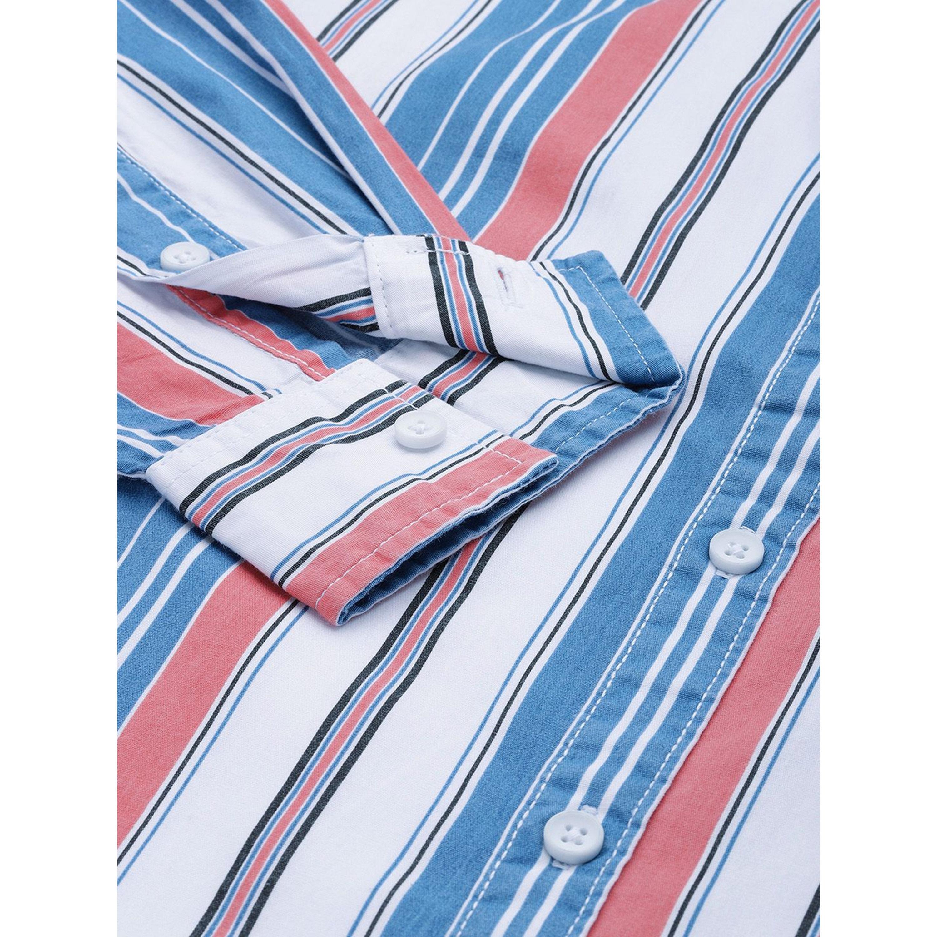 قميص كاجوال مخطط بقصة عادية وياقة مقصوصة للرجال-men-clothing-shirts-image-3