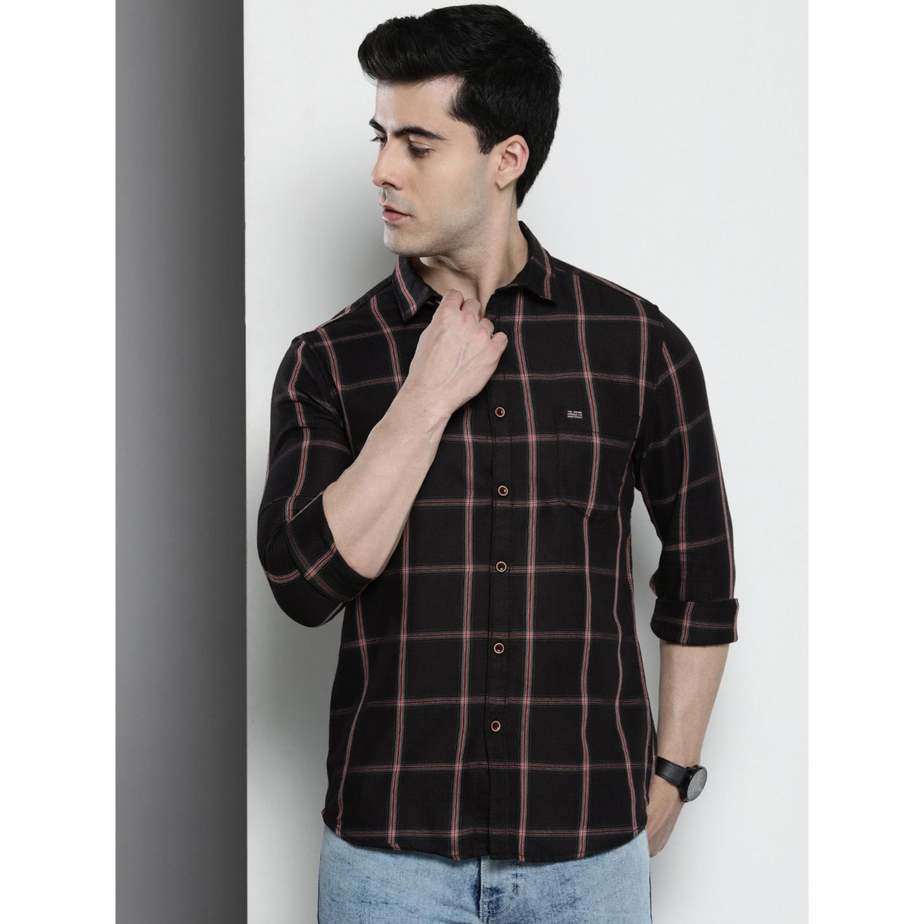 The Indian Garage Co X Styli Men Regular Fit Checked Cutaway Collar Casual Shirt-men-clothing-shirts-image-1