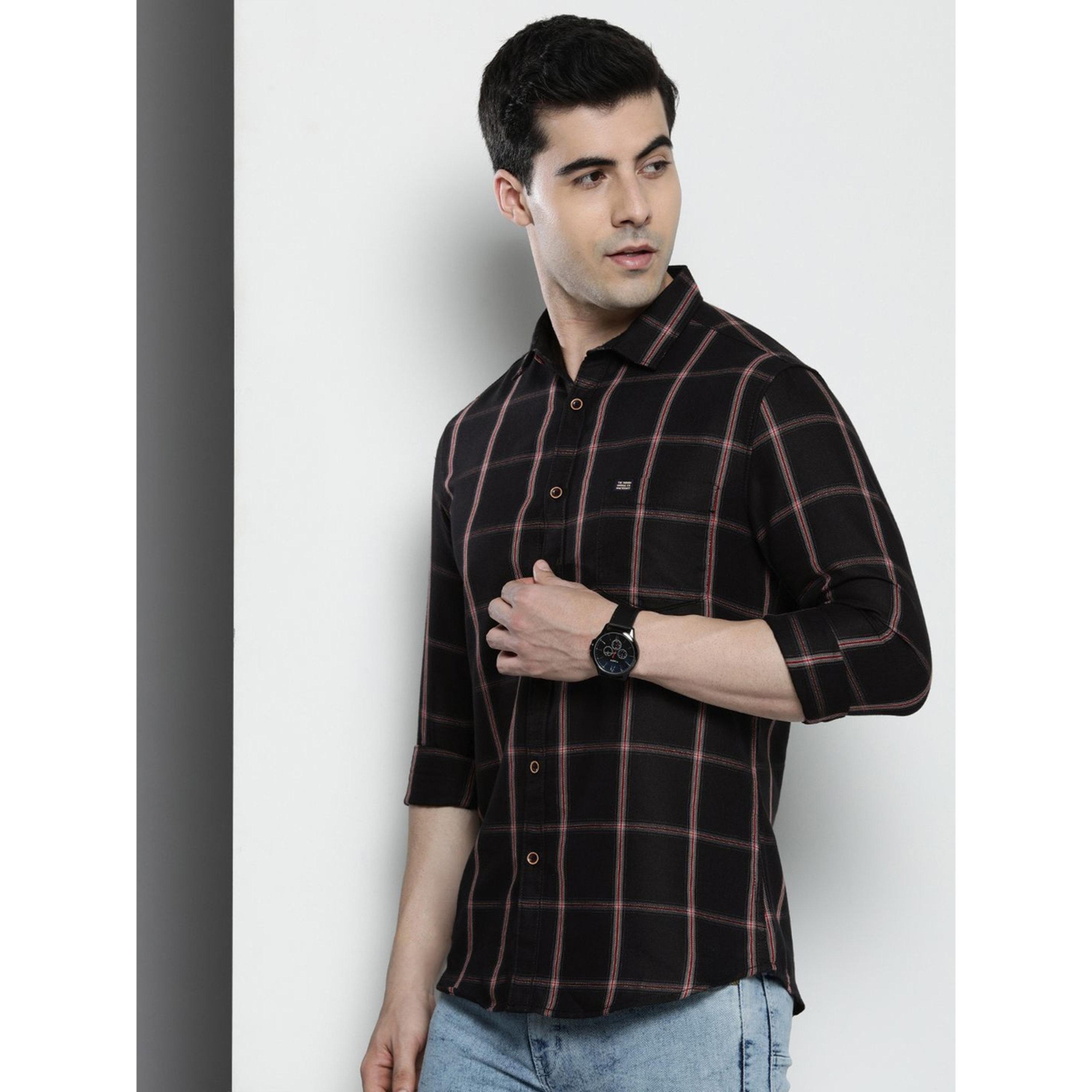 The Indian Garage Co X Styli Men Regular Fit Checked Cutaway Collar Casual Shirt-men-clothing-shirts-image-2