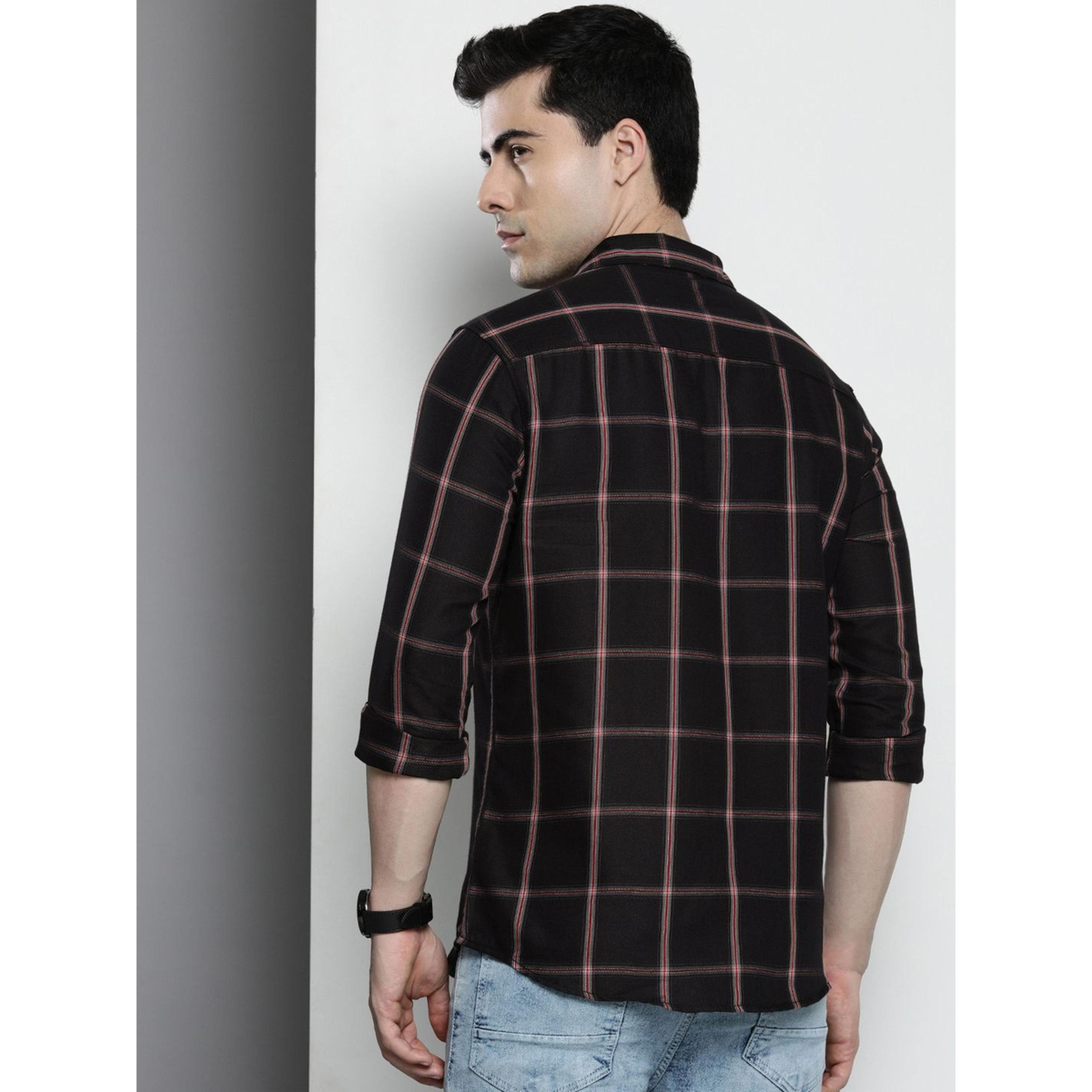 The Indian Garage Co X Styli Men Regular Fit Checked Cutaway Collar Casual Shirt-men-clothing-shirts-image-3