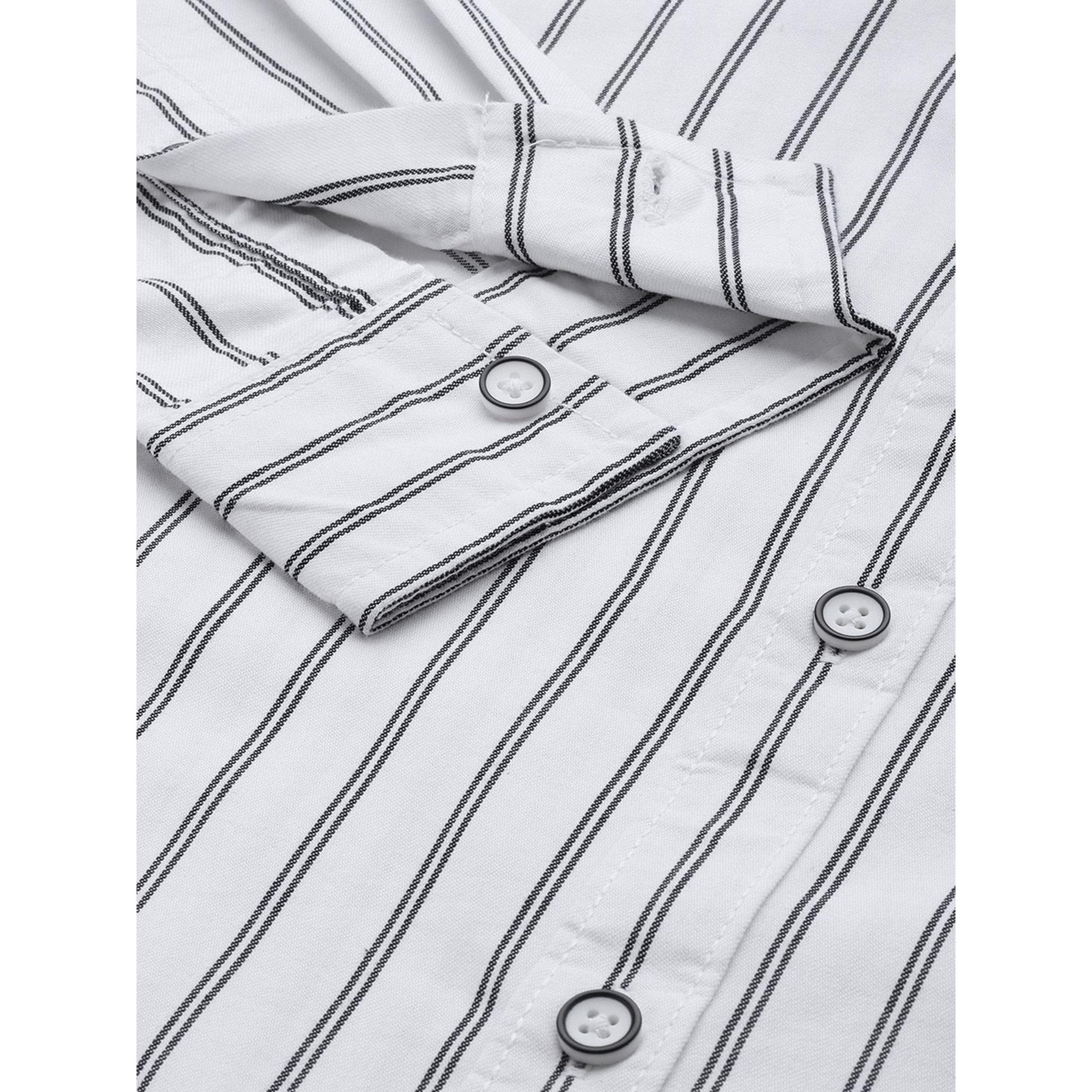 قميص كاجوال مخطط بقصة عادية وياقة مقصوصة للرجال-men-clothing-shirts-image-5