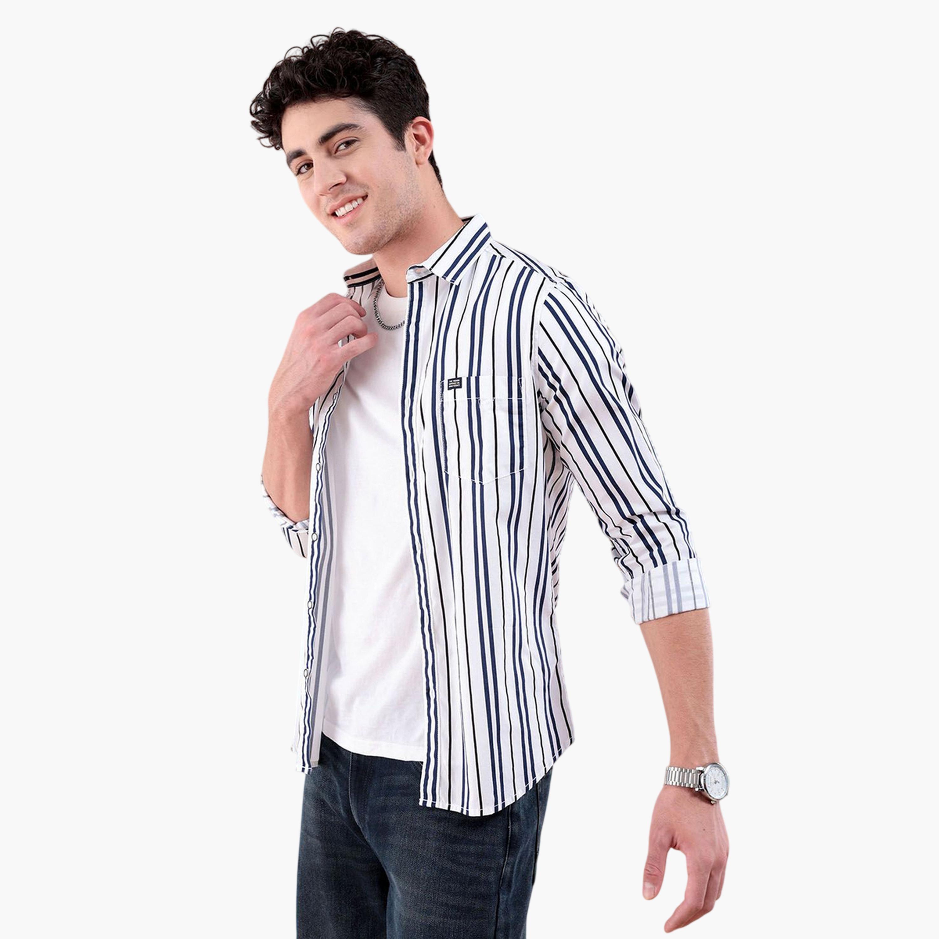 The Indian Garage Co X Styli Men Regular Fit Striped Cutaway Collar Casual Shirt-men-clothing-shirts-image-1