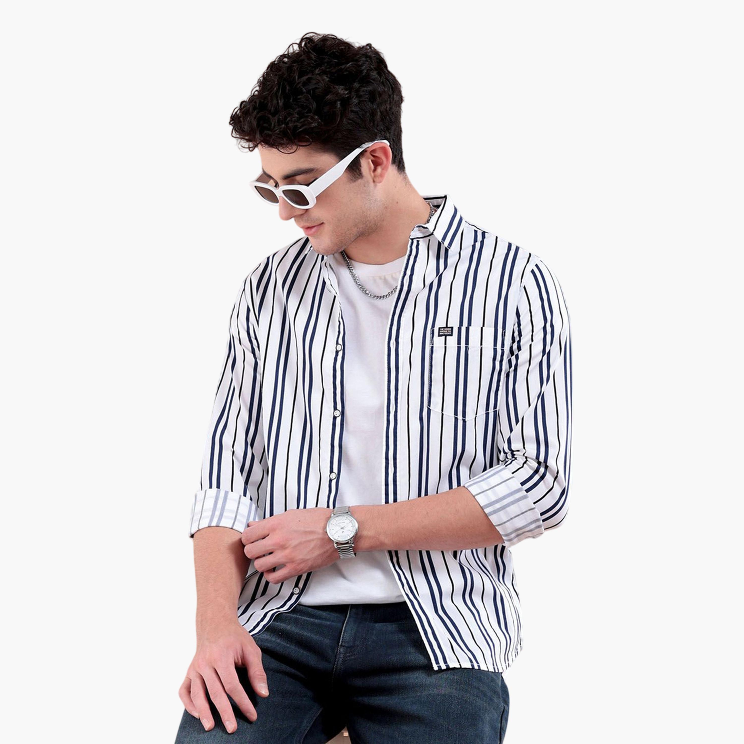 The Indian Garage Co X Styli Men Regular Fit Striped Cutaway Collar Casual Shirt-men-clothing-shirts-image-4