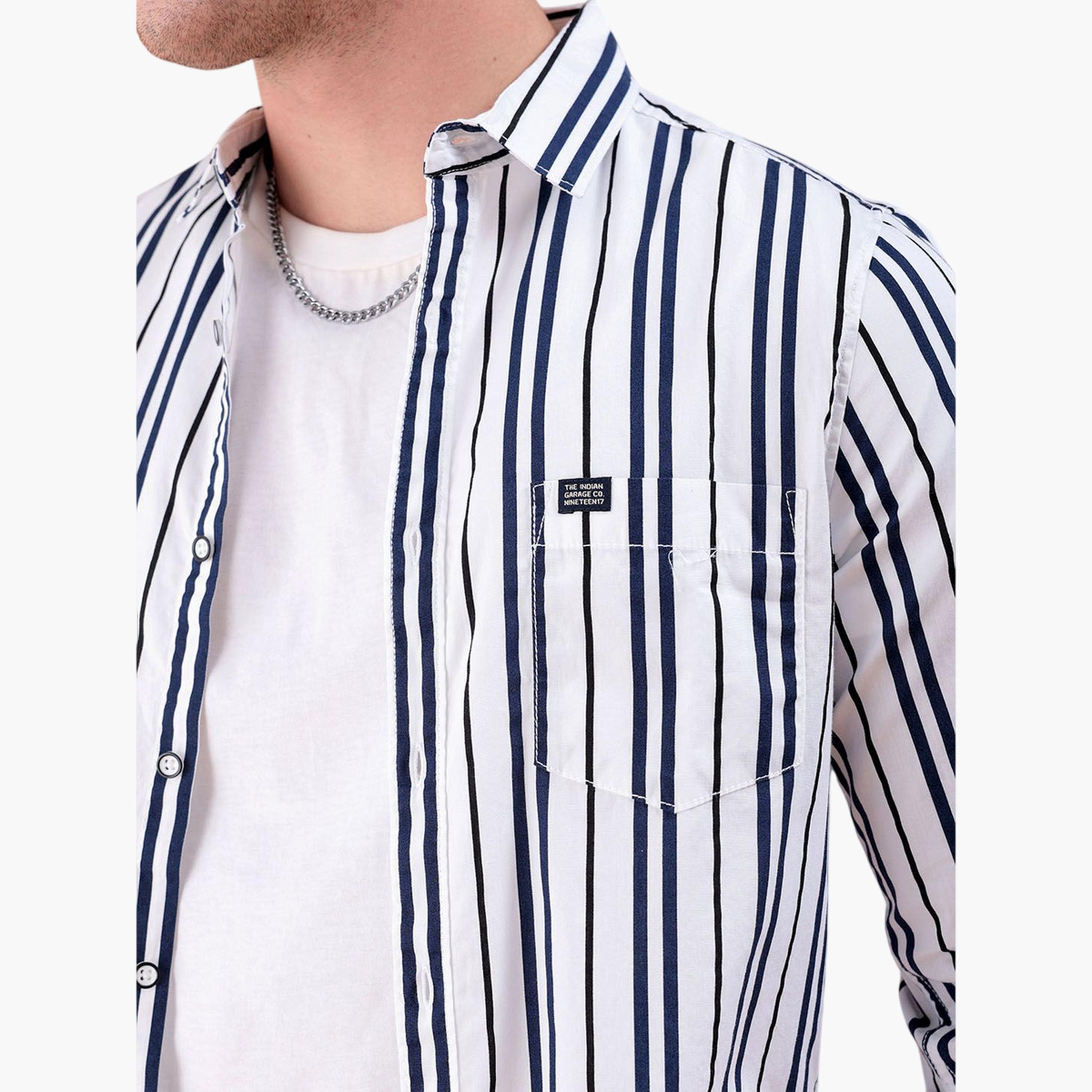 The Indian Garage Co X Styli Men Regular Fit Striped Cutaway Collar Casual Shirt-men-clothing-shirts-image-5