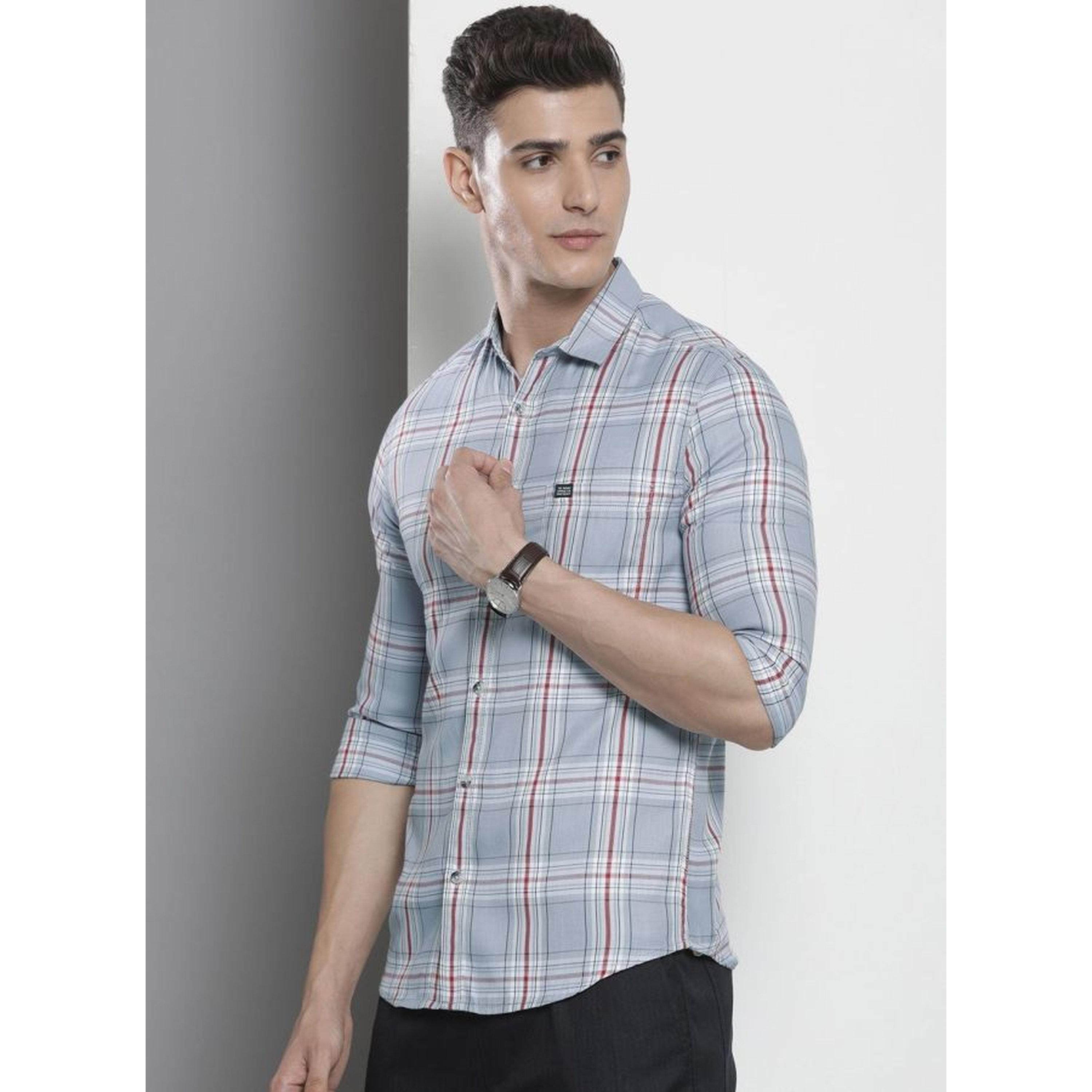 The Indian Garage Co X Styli Men Regular Fit Checked Cutaway Collar Casual Shirt-men-clothing-shirts-image-1