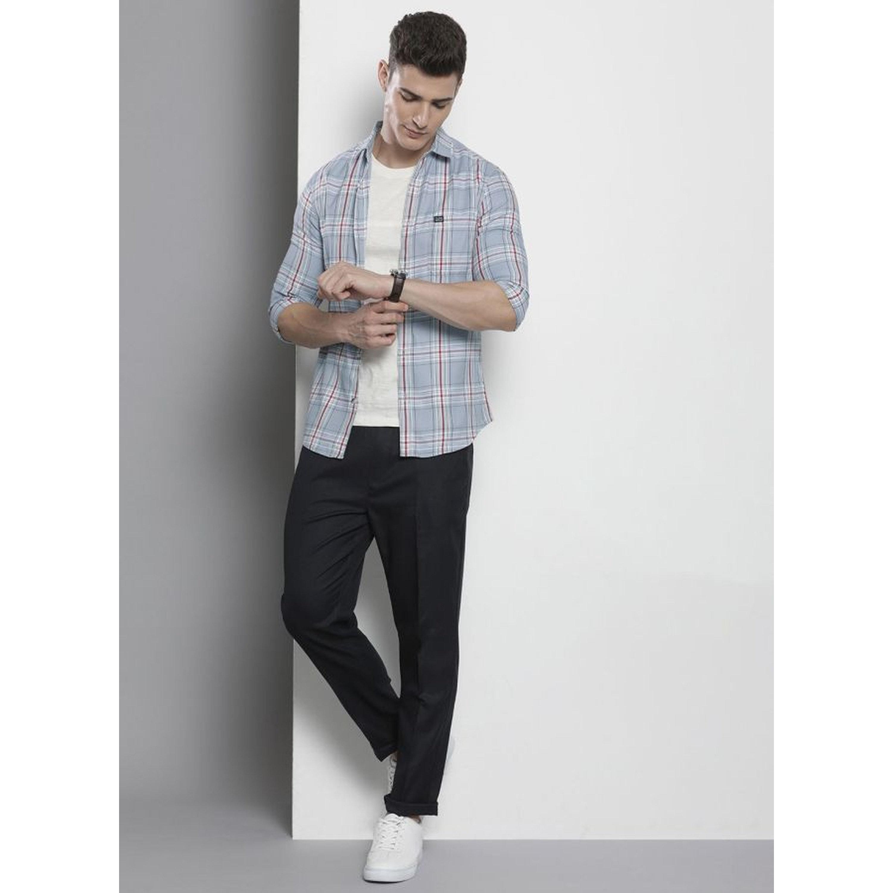 The Indian Garage Co X Styli Men Regular Fit Checked Cutaway Collar Casual Shirt-men-clothing-shirts-image-2