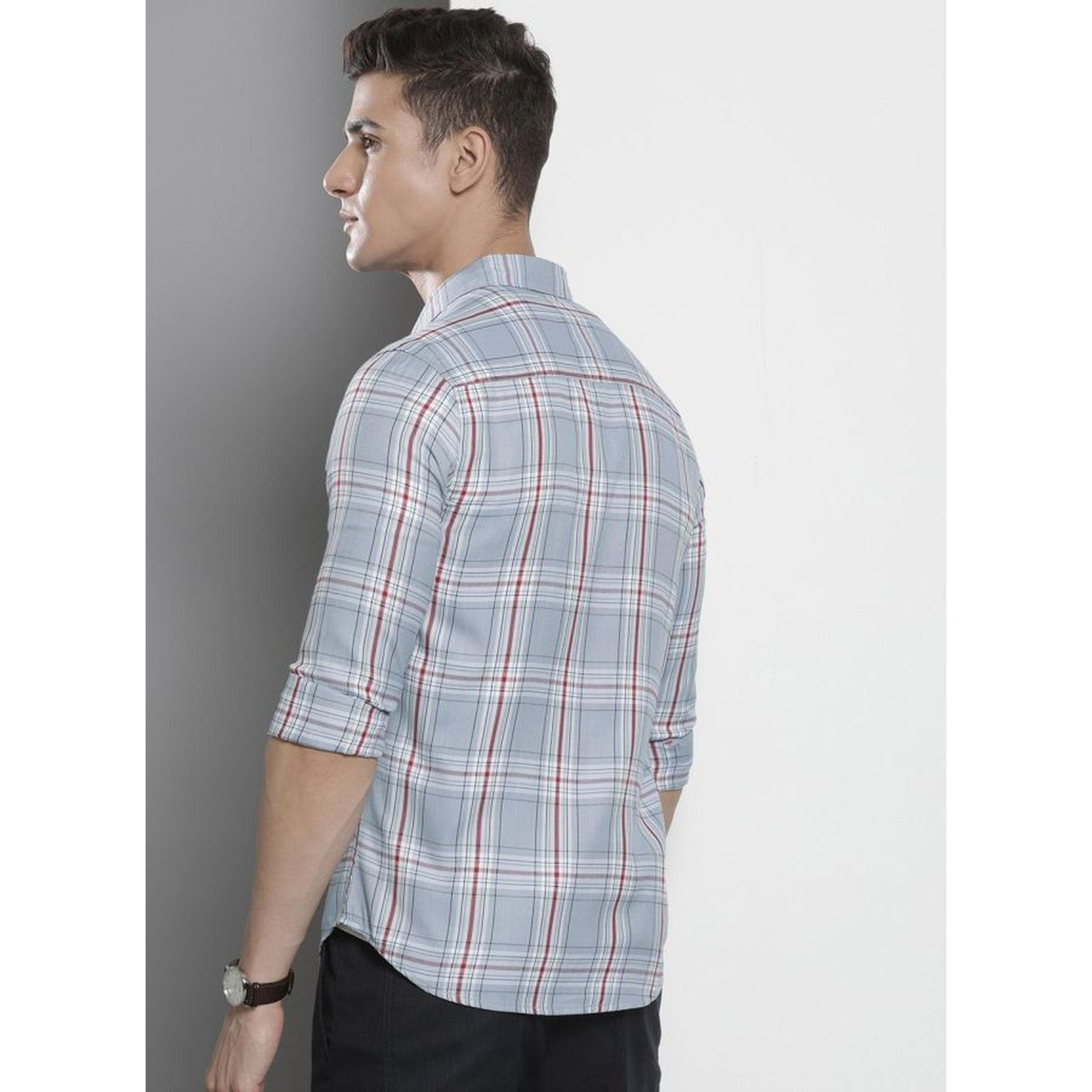 The Indian Garage Co X Styli Men Regular Fit Checked Cutaway Collar Casual Shirt-men-clothing-shirts-image-3