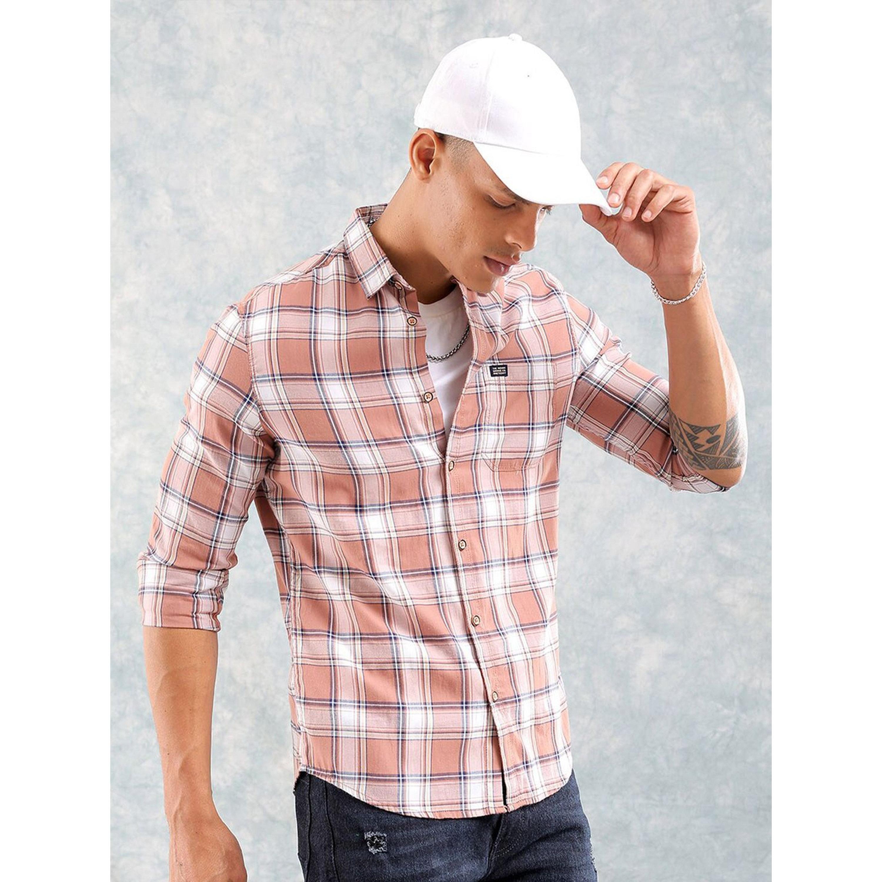 The Indian Garage Co X Styli Men Regular Fit Checked Cutaway Collar Casual Shirt-men-clothing-shirts-image-1