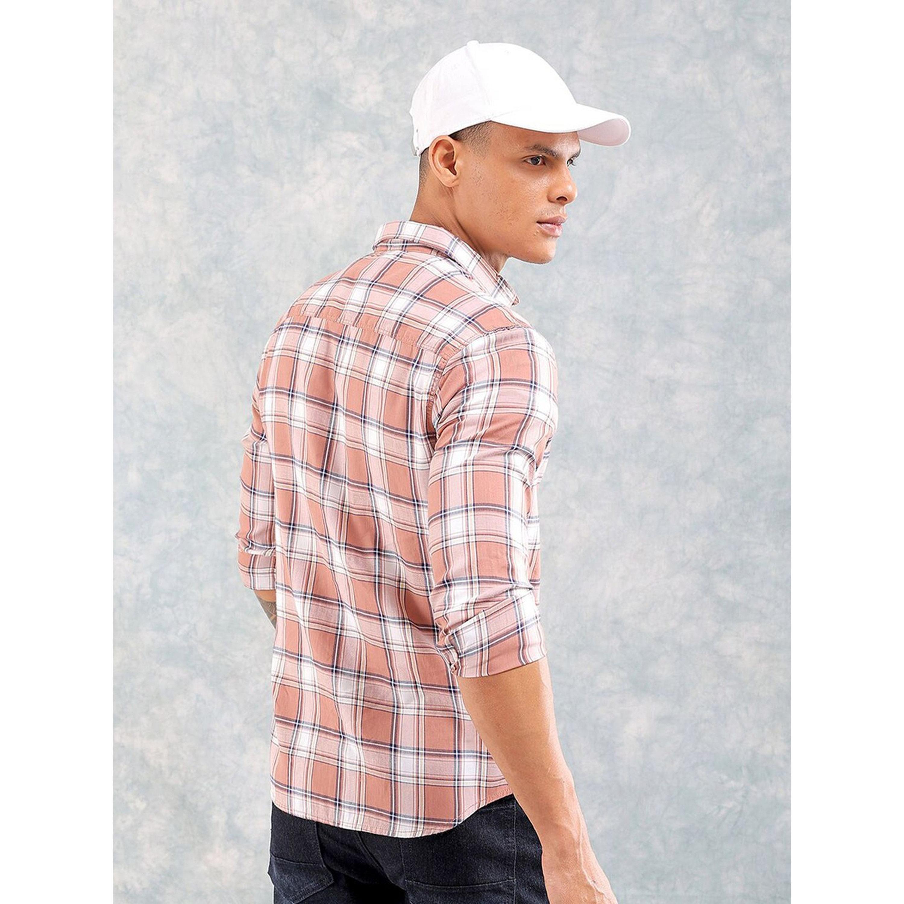 The Indian Garage Co X Styli Men Regular Fit Checked Cutaway Collar Casual Shirt-men-clothing-shirts-image-3