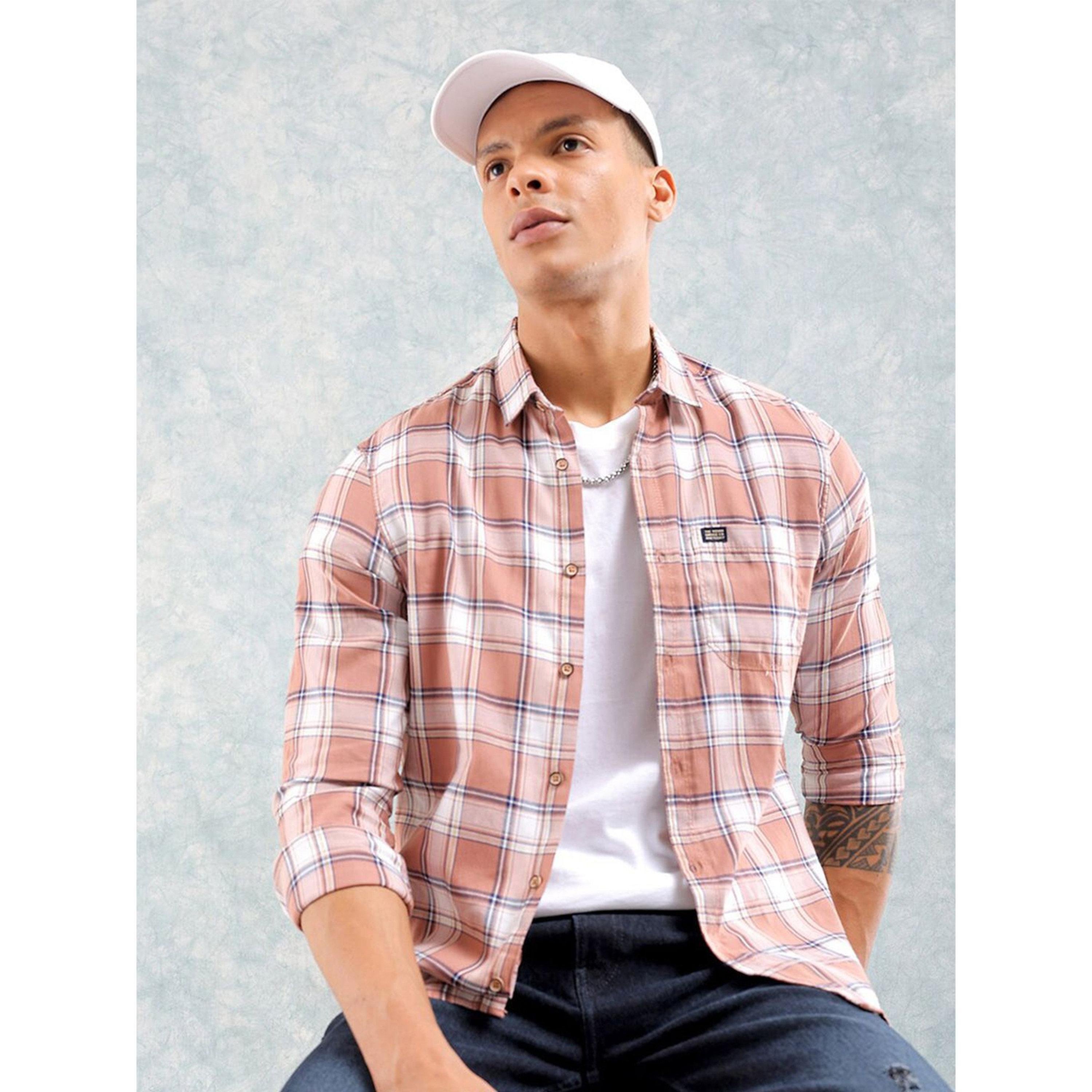The Indian Garage Co X Styli Men Regular Fit Checked Cutaway Collar Casual Shirt-men-clothing-shirts-image-4