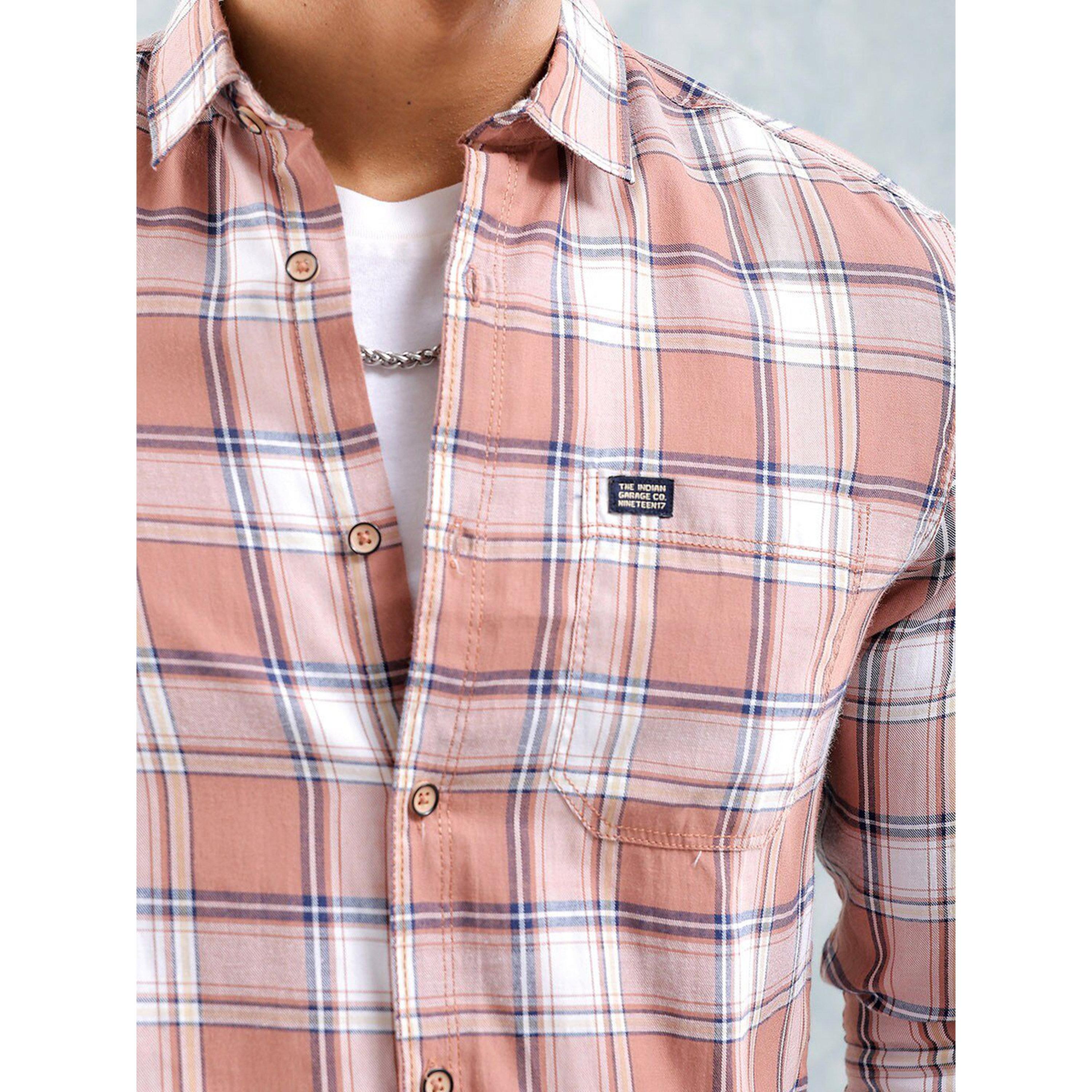The Indian Garage Co X Styli Men Regular Fit Checked Cutaway Collar Casual Shirt-men-clothing-shirts-image-5