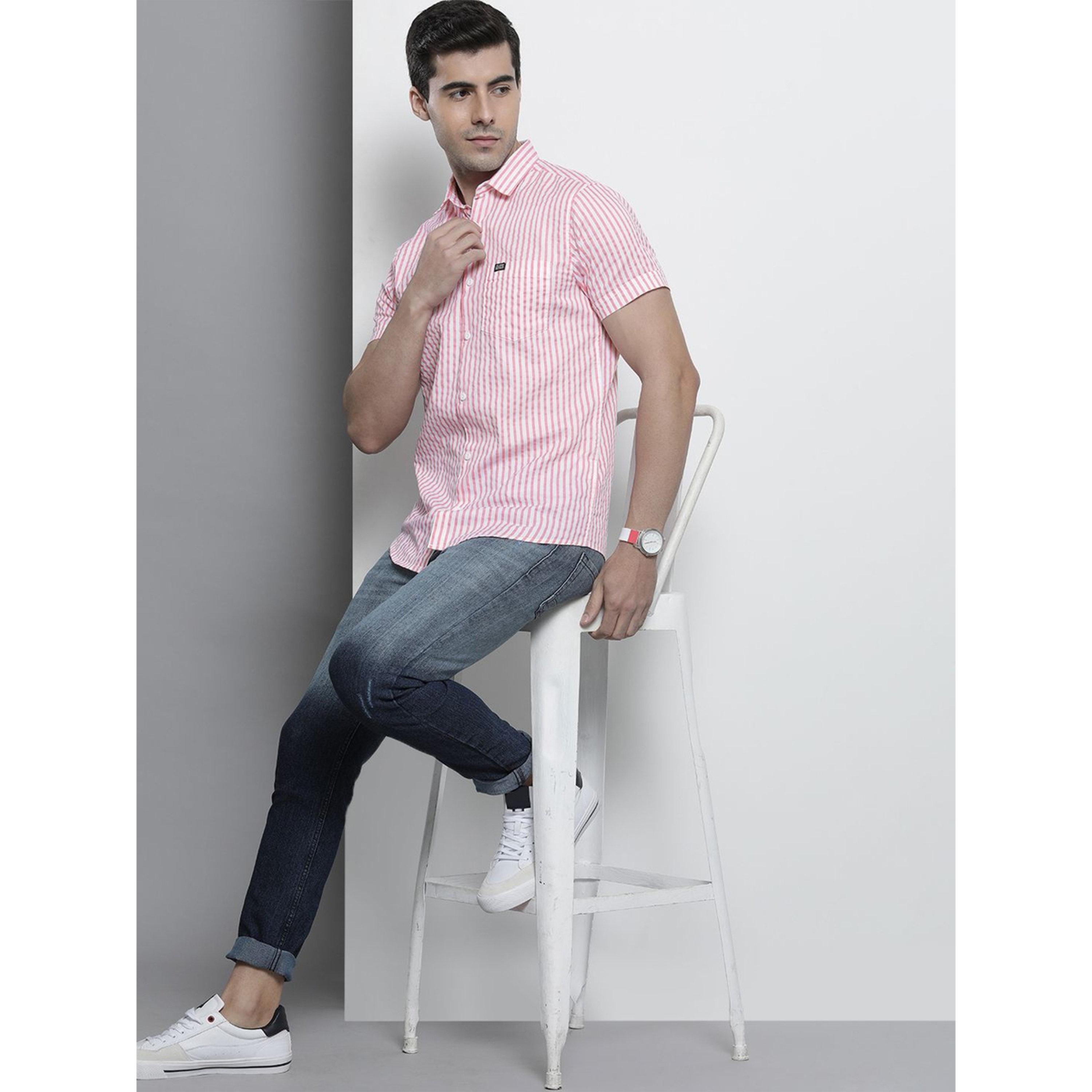 The Indian Garage Co X Styli Men Slim Fit Striped Spread Collar Casual Shirt-men-clothing-shirts-image-2