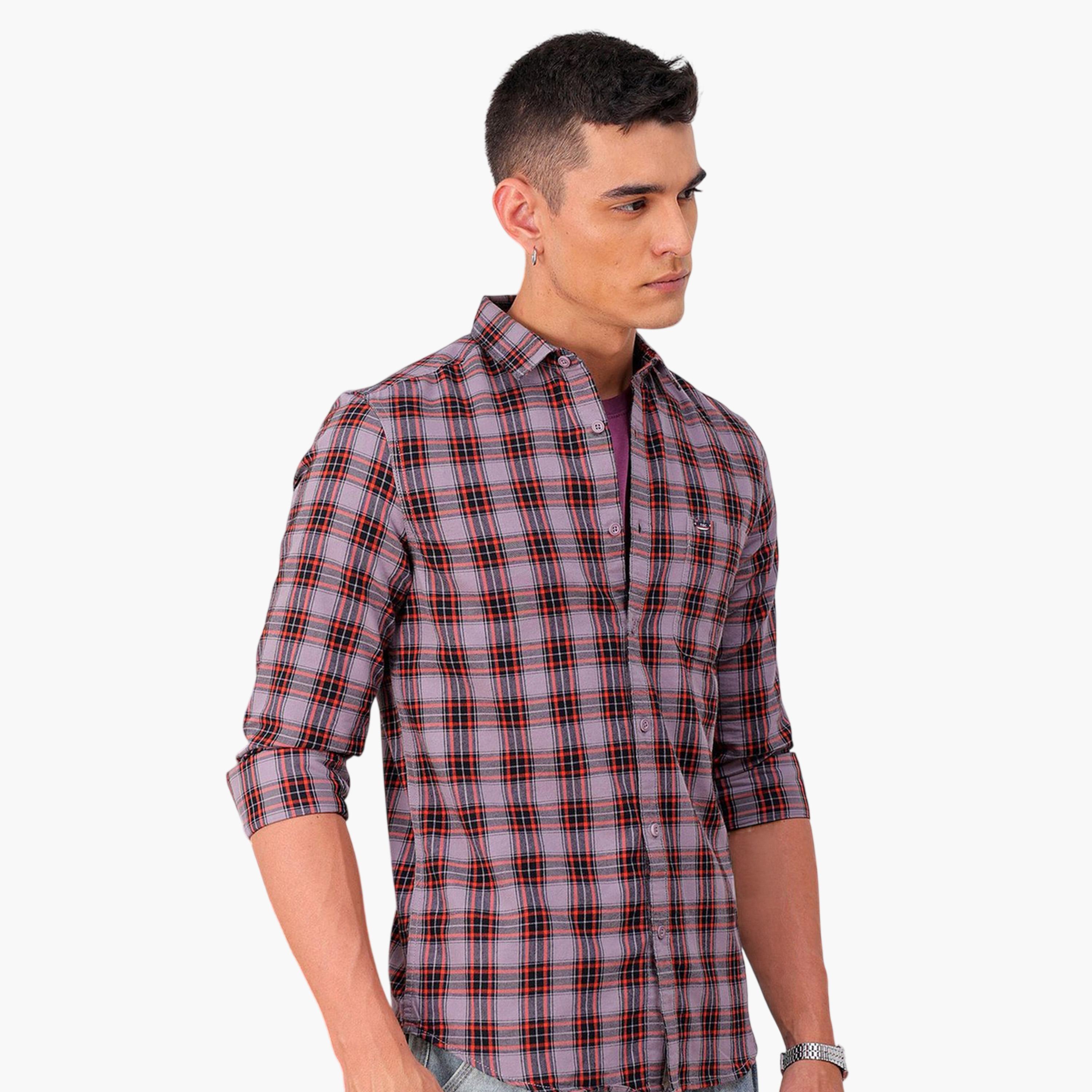 The Indian Garage Co X Styli Men Slim Checked Cutaway Collar Casual Shirt-men-clothing-shirts-image-3