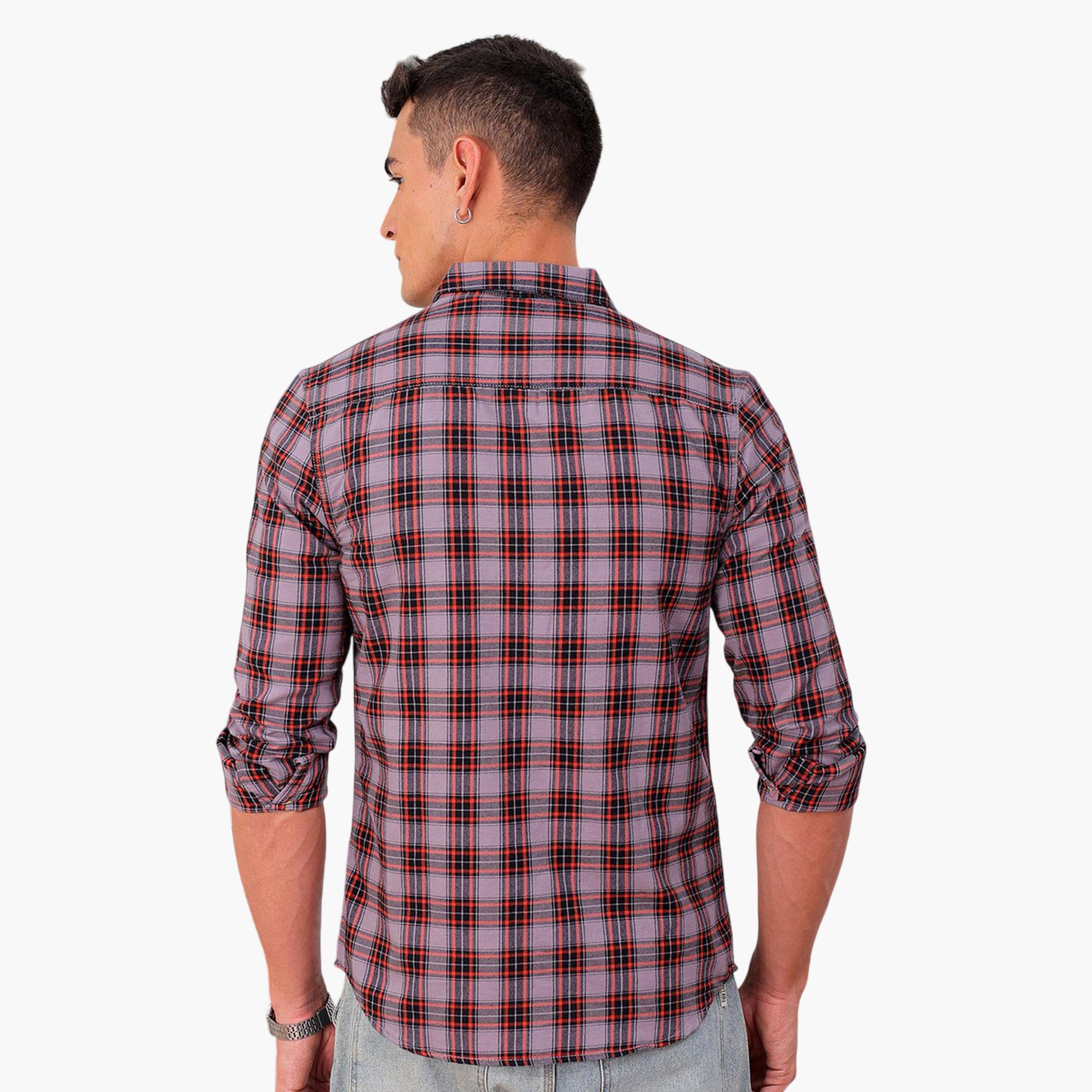 The Indian Garage Co X Styli Men Slim Checked Cutaway Collar Casual Shirt-men-clothing-shirts-image-4