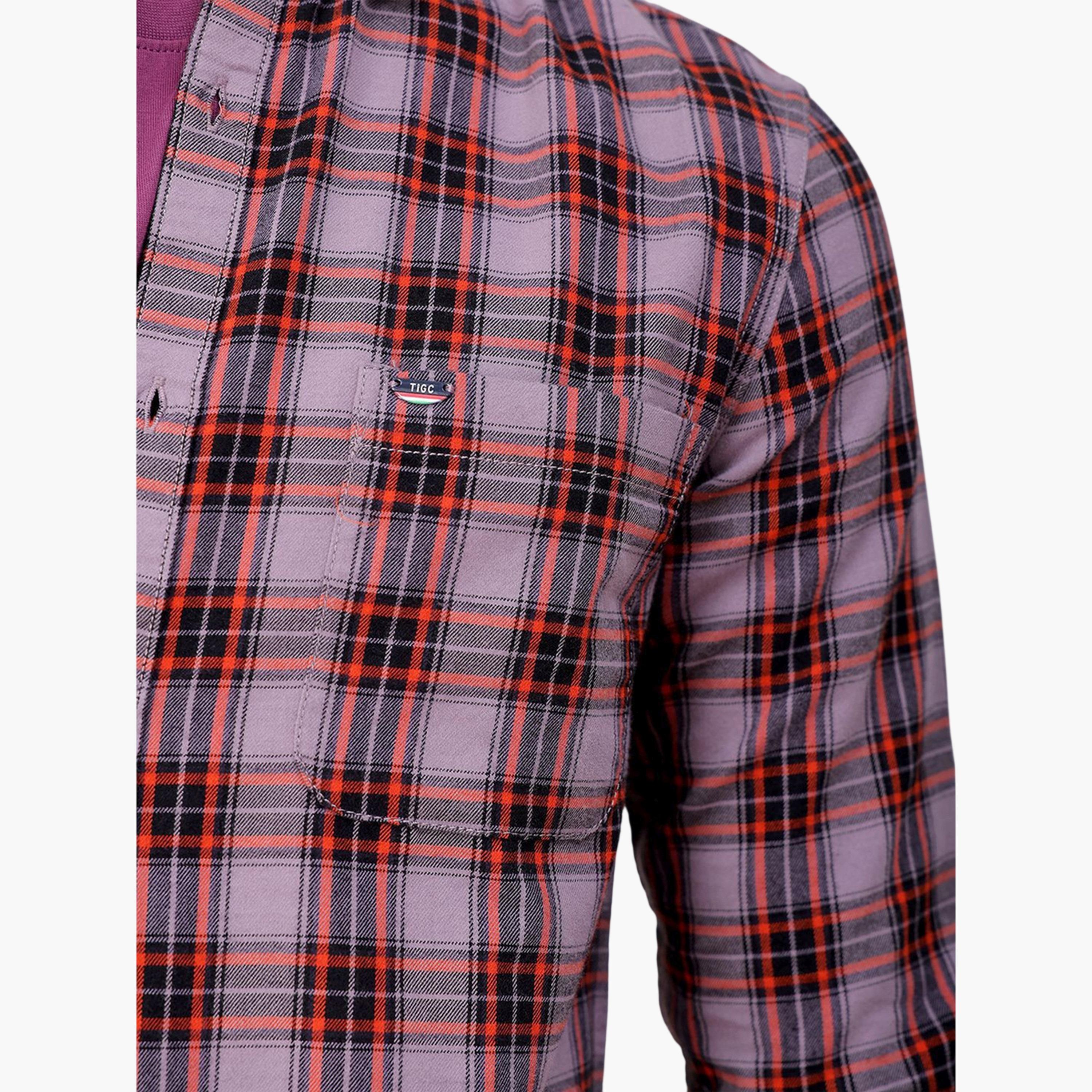 The Indian Garage Co X Styli Men Slim Checked Cutaway Collar Casual Shirt-men-clothing-shirts-image-6