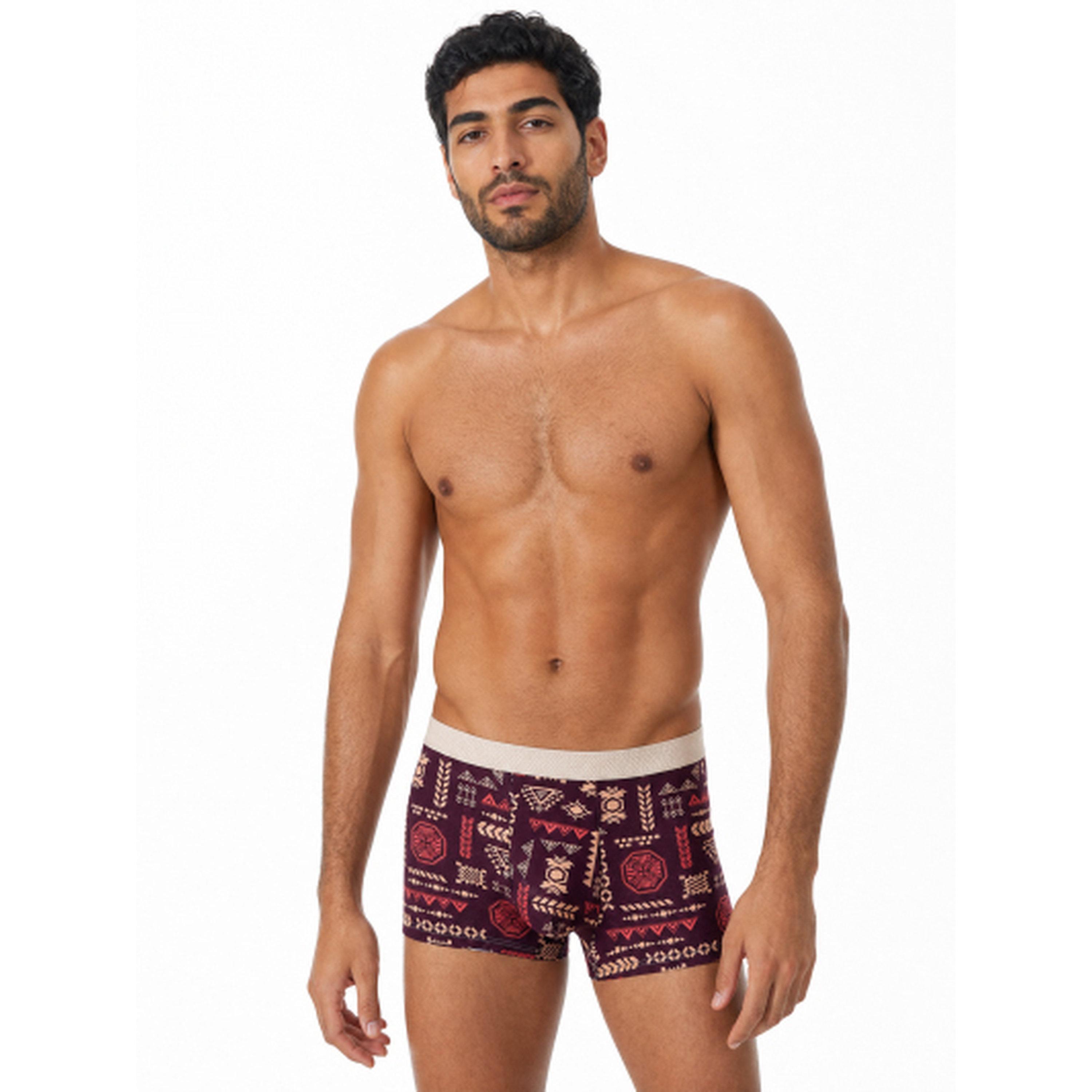Take Two Men Burgundy Patterned Trunks-men-clothing-innerwear-underwear-image-1