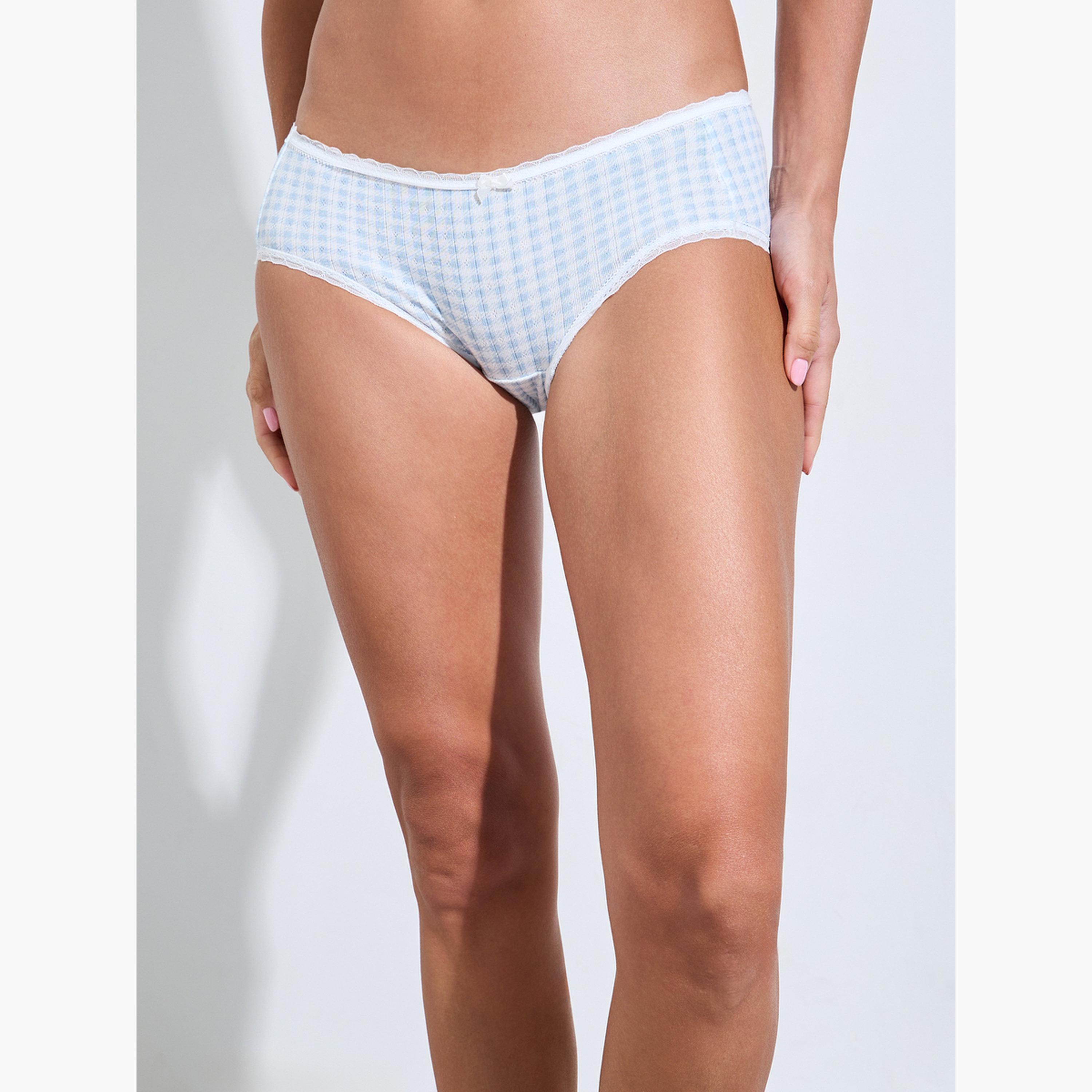 ستايلي - عبوة من 5 قطع - سراويل داخلية مطبوعة متنوعة بتصميم عصري مع تفاصيل فيونكة-women-clothing-lingerie-panties-image-7