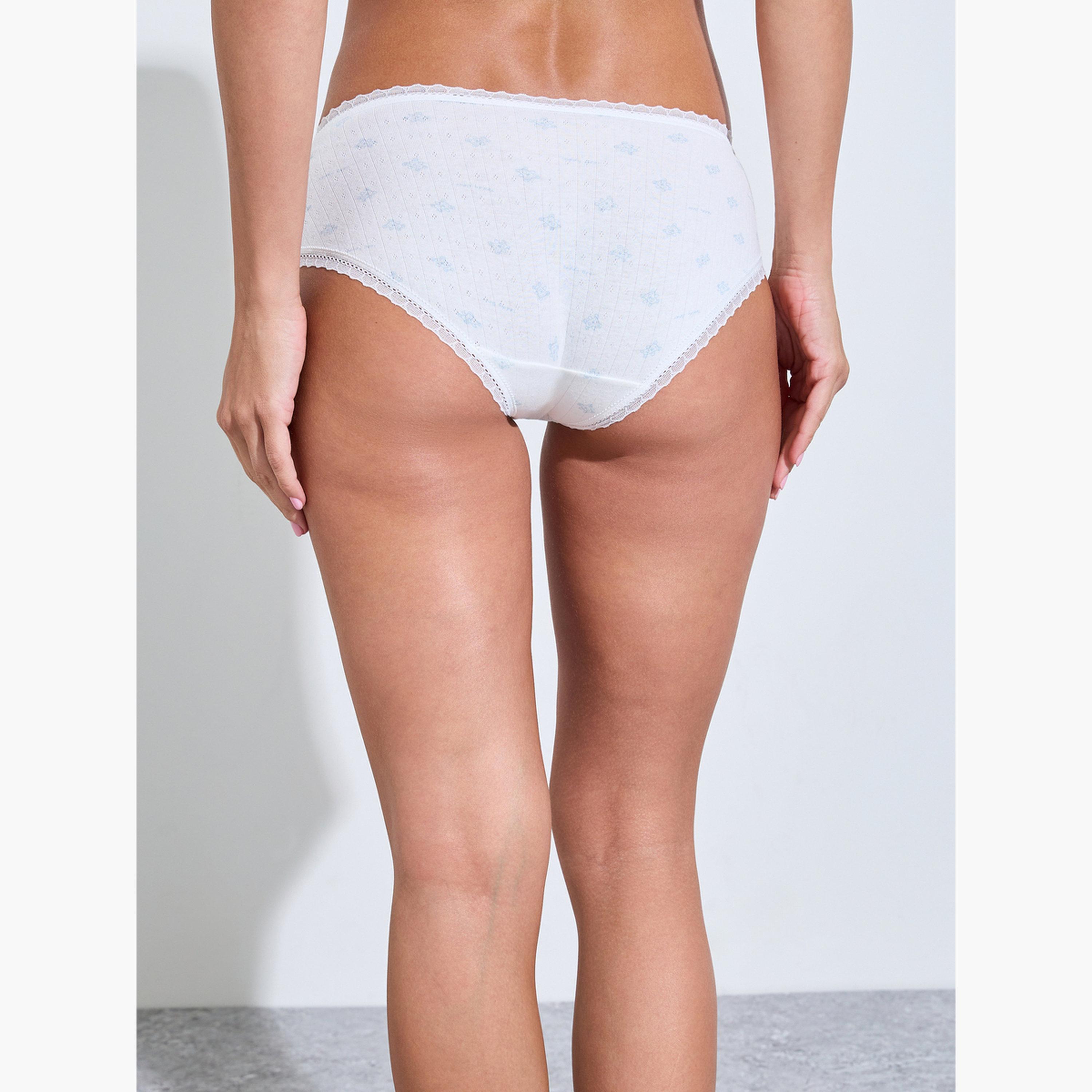 ستايلي - عبوة من 5 قطع - سراويل داخلية مطبوعة متنوعة بتصميم عصري مع تفاصيل فيونكة-women-clothing-lingerie-panties-image-9