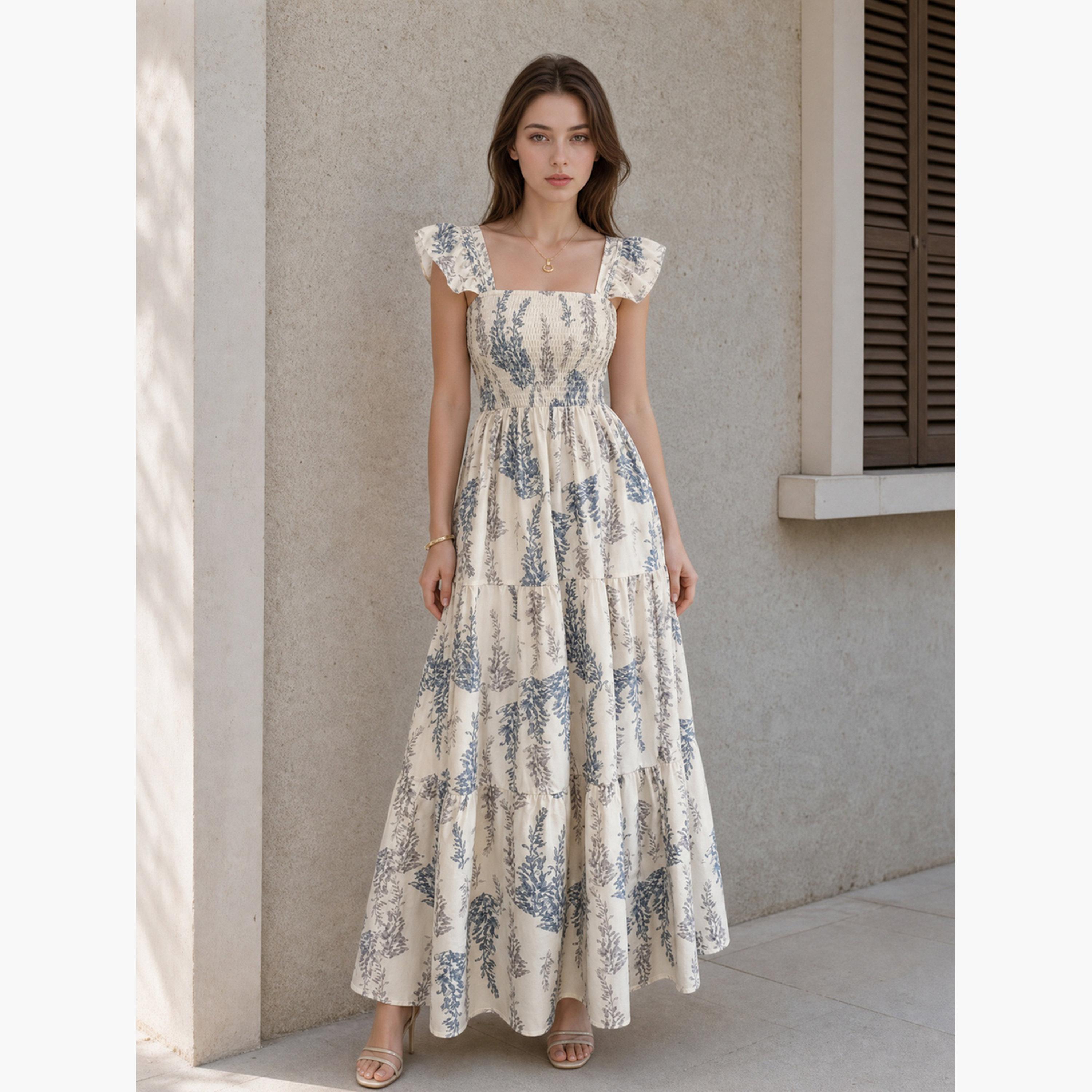 ستايلي - فستان ماكسي بدون أكمام مزين بالزهور-women-clothing-dresses-image-1
