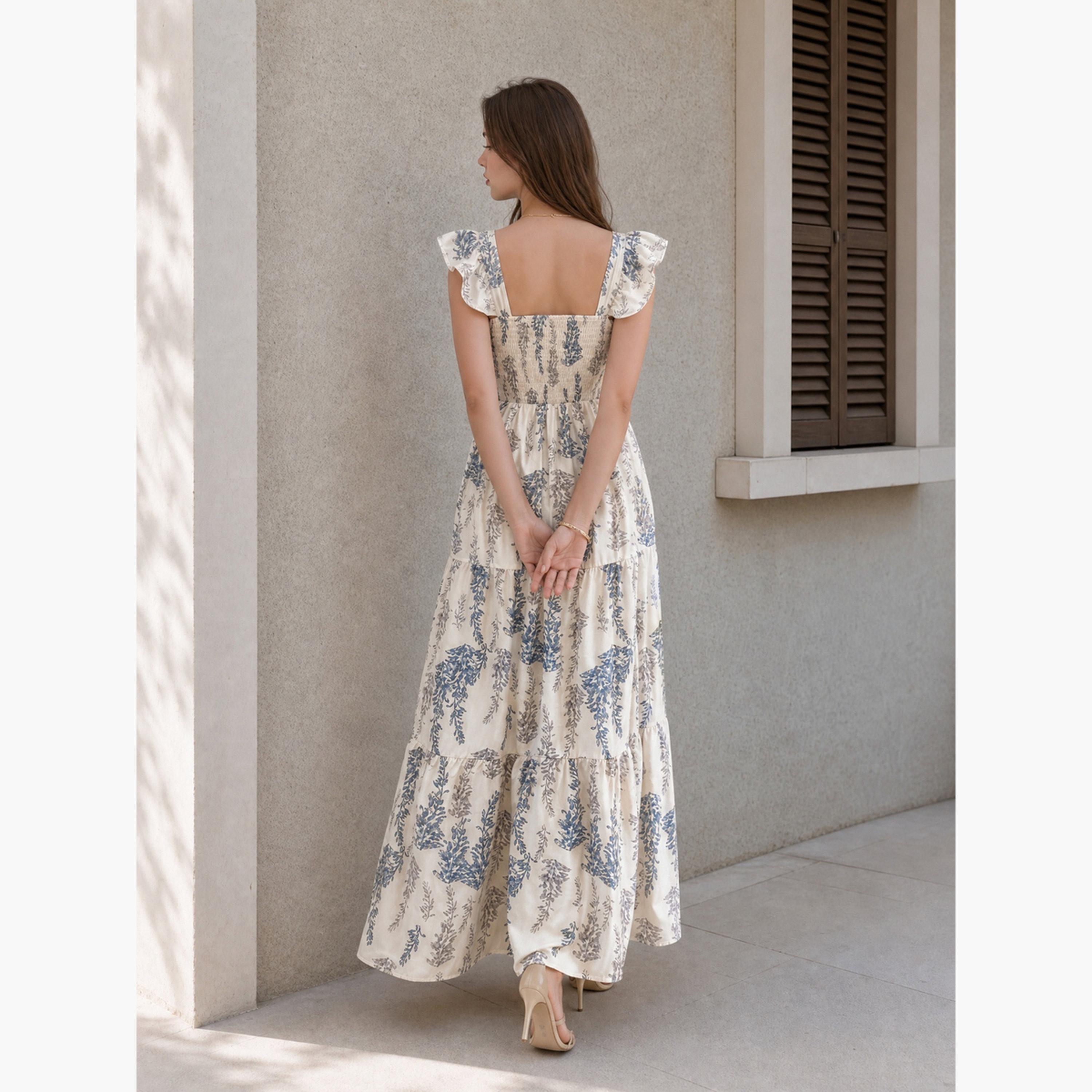 ستايلي - فستان ماكسي بدون أكمام مزين بالزهور-women-clothing-dresses-image-5