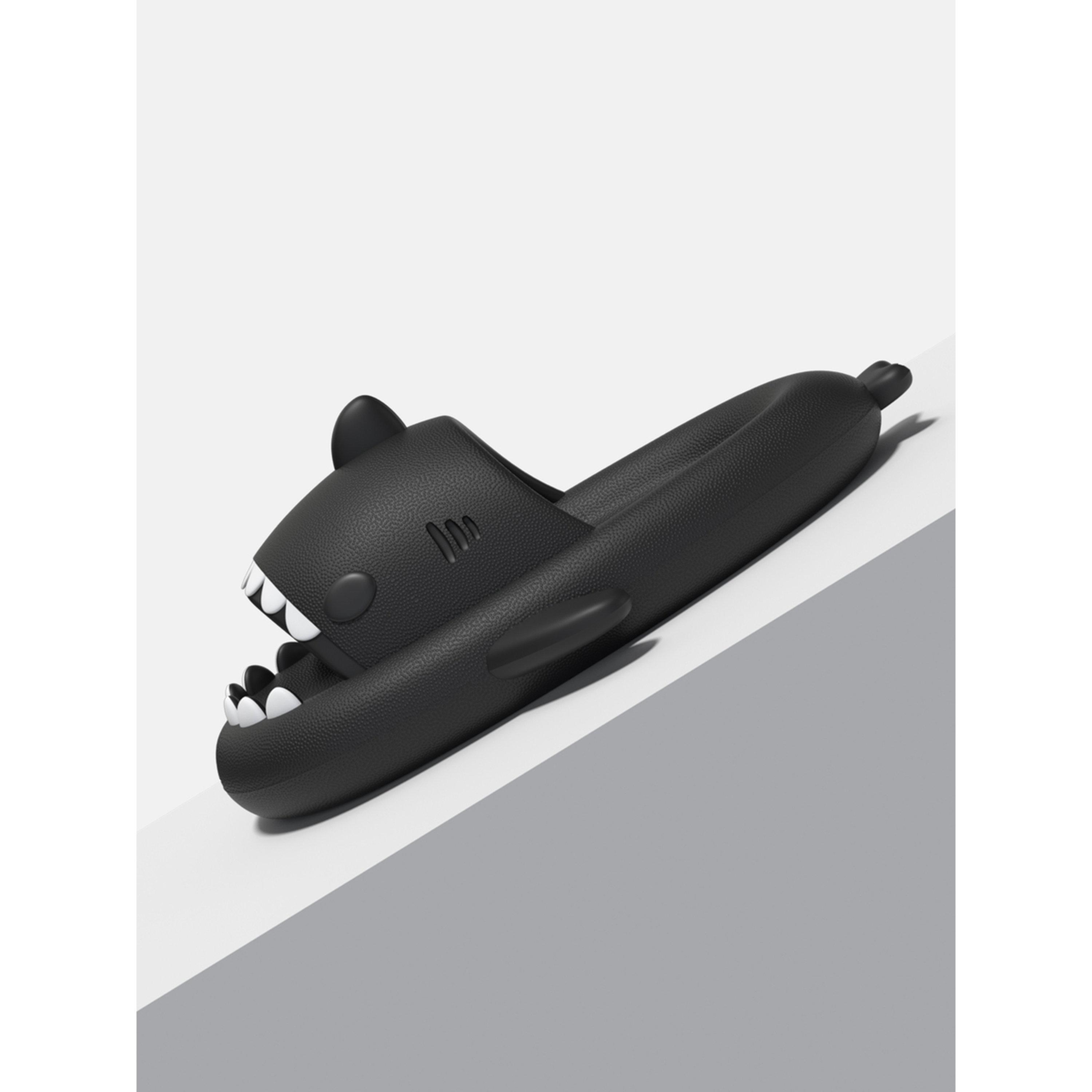 Take Two Black Shark Slides: Comfortable and Fun Slip-Ons for Beach and Home-women-shoes-flipflopsandslides-image-2