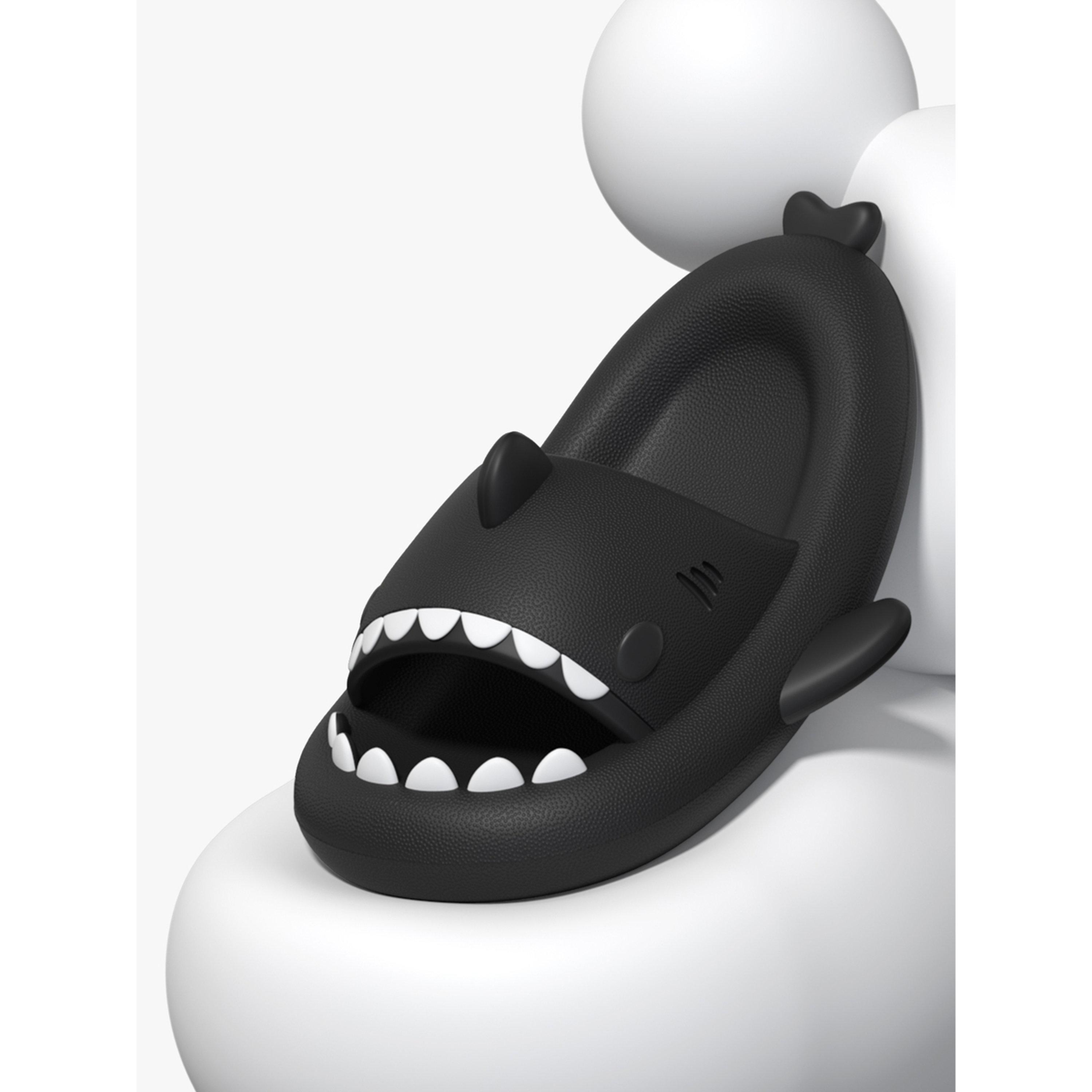Take Two Black Shark Slides: Comfortable and Fun Slip-Ons for Beach and Home-women-shoes-flipflopsandslides-image-3