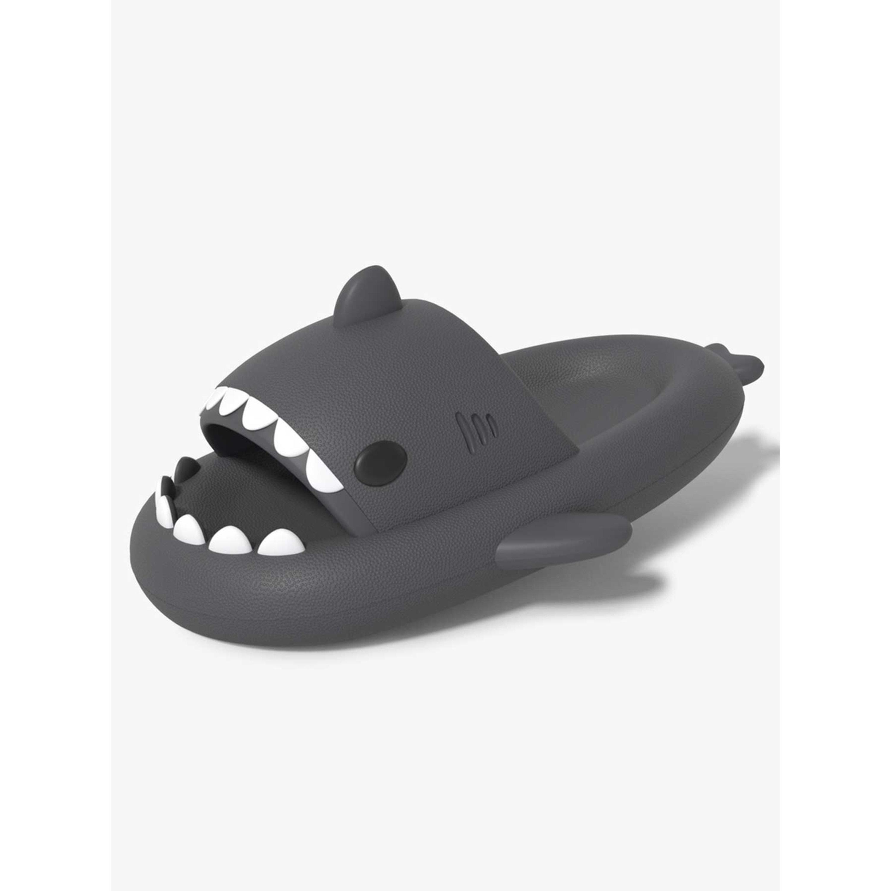 Take Two Charcoal Shark Slides - Adorable and Comfortable Slip-Ons for All Ages-women-shoes-flipflopsandslides-image-1