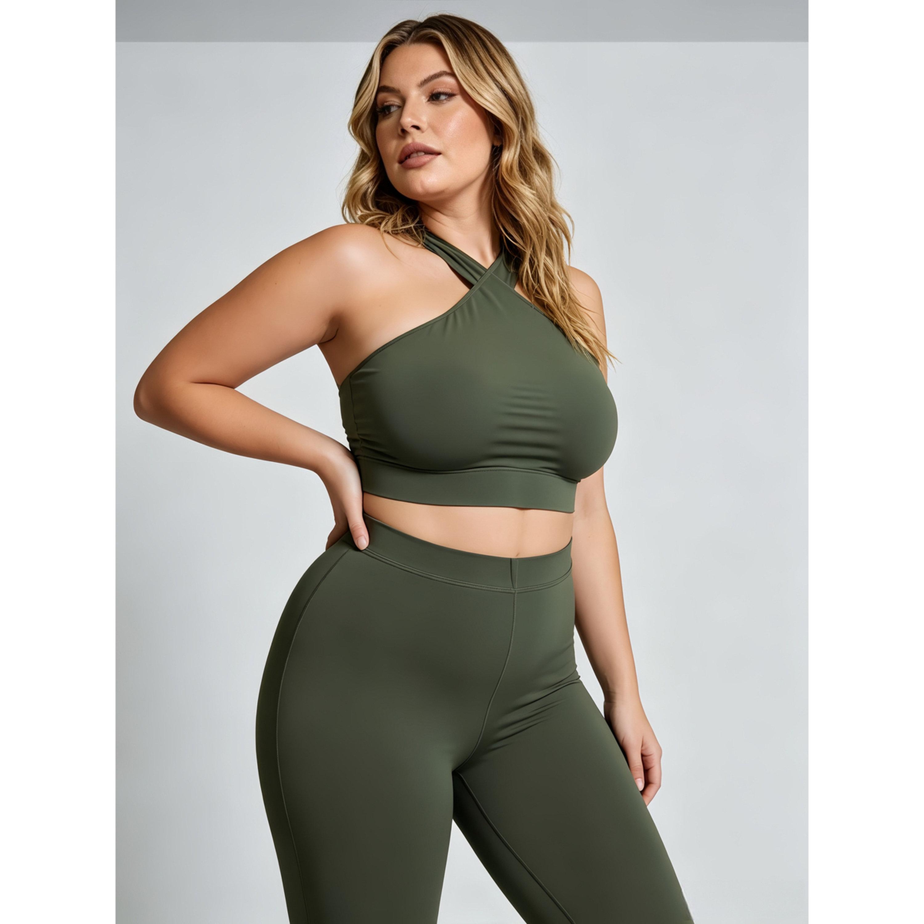 Take Two Plus Size Green Solid Leggings-women-clothing-plussize-leggings-image-3