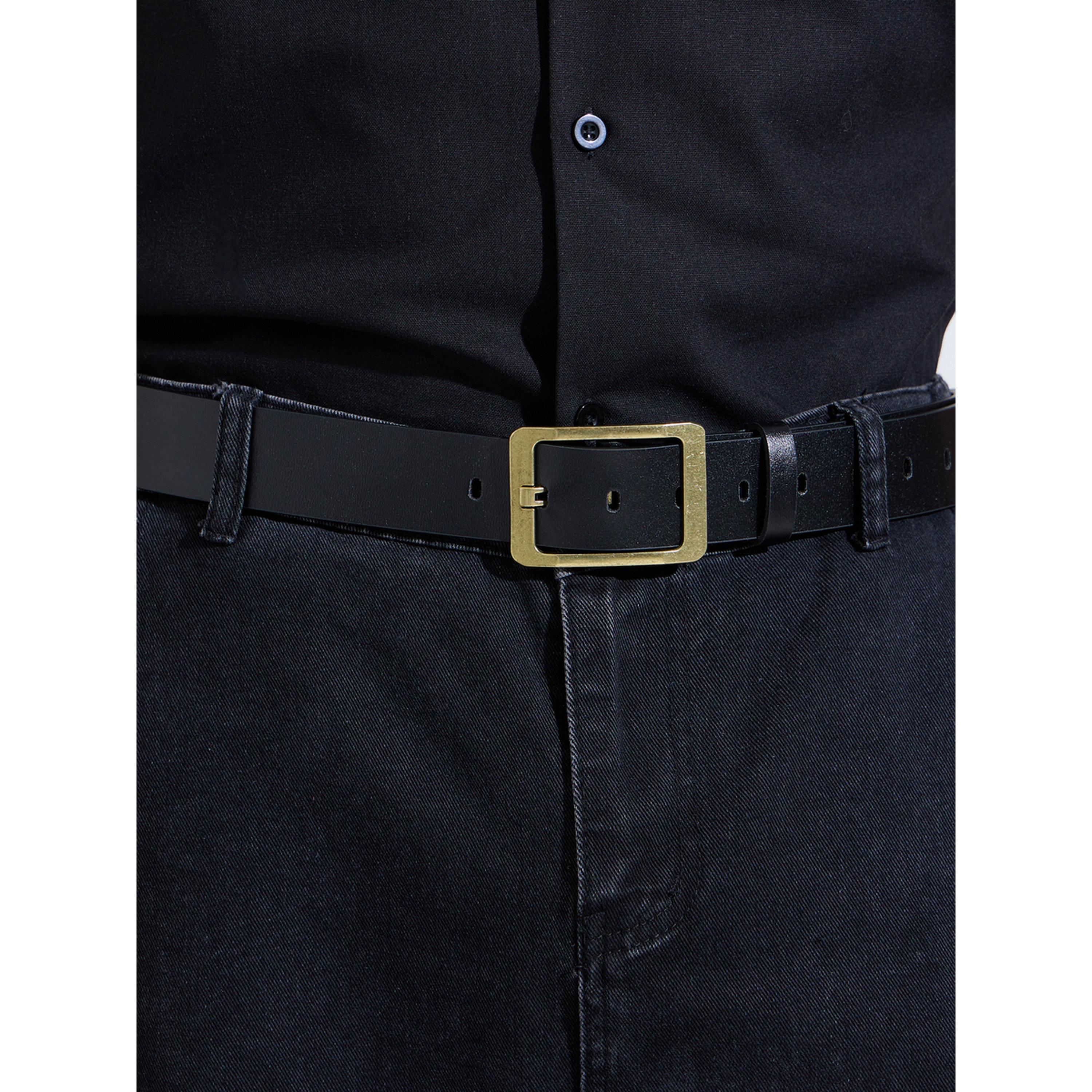 Styli Black Solid Belt with Square Buckle-men-beltsandwallets-belts-image-3