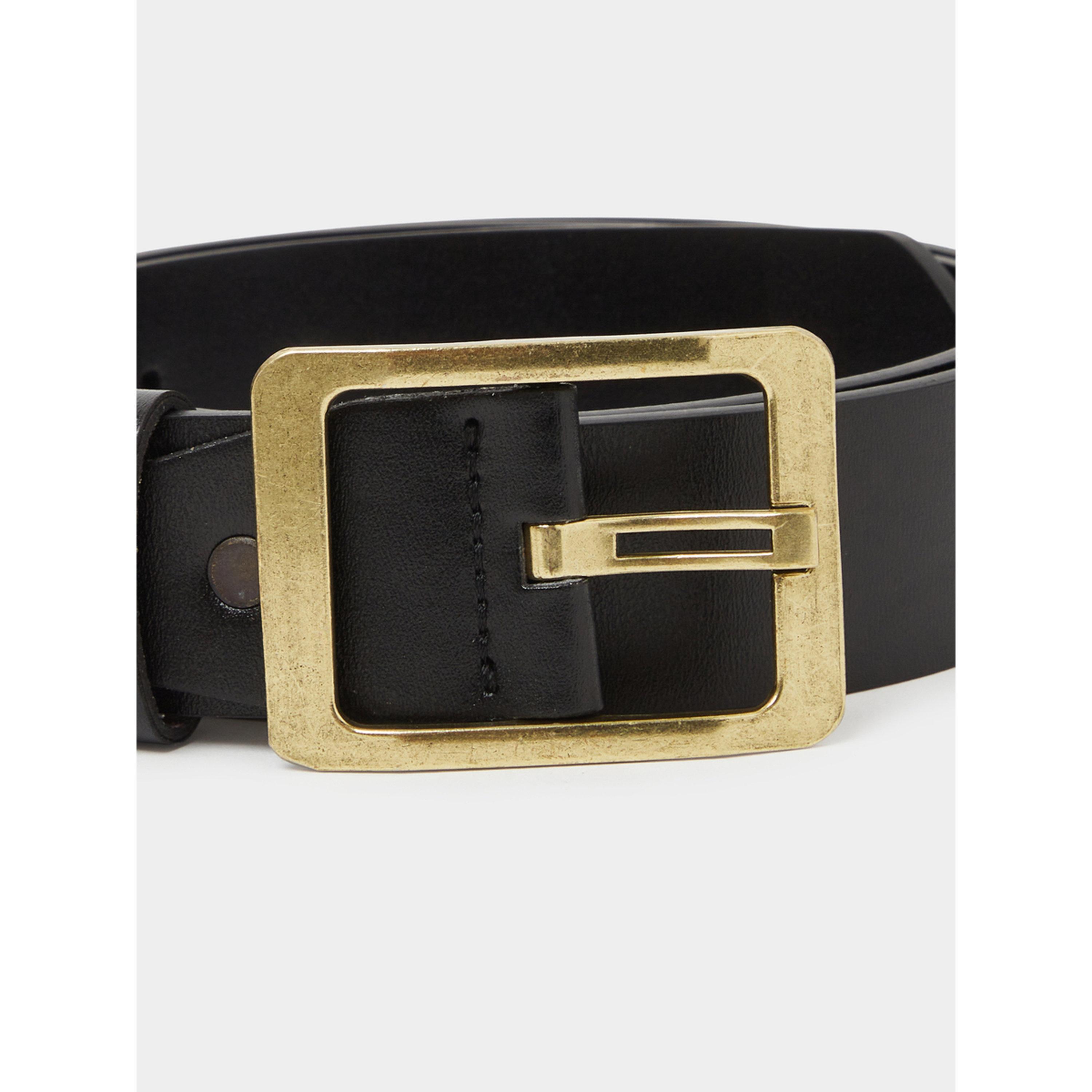 Styli Black Solid Belt with Square Buckle-men-beltsandwallets-belts-image-4