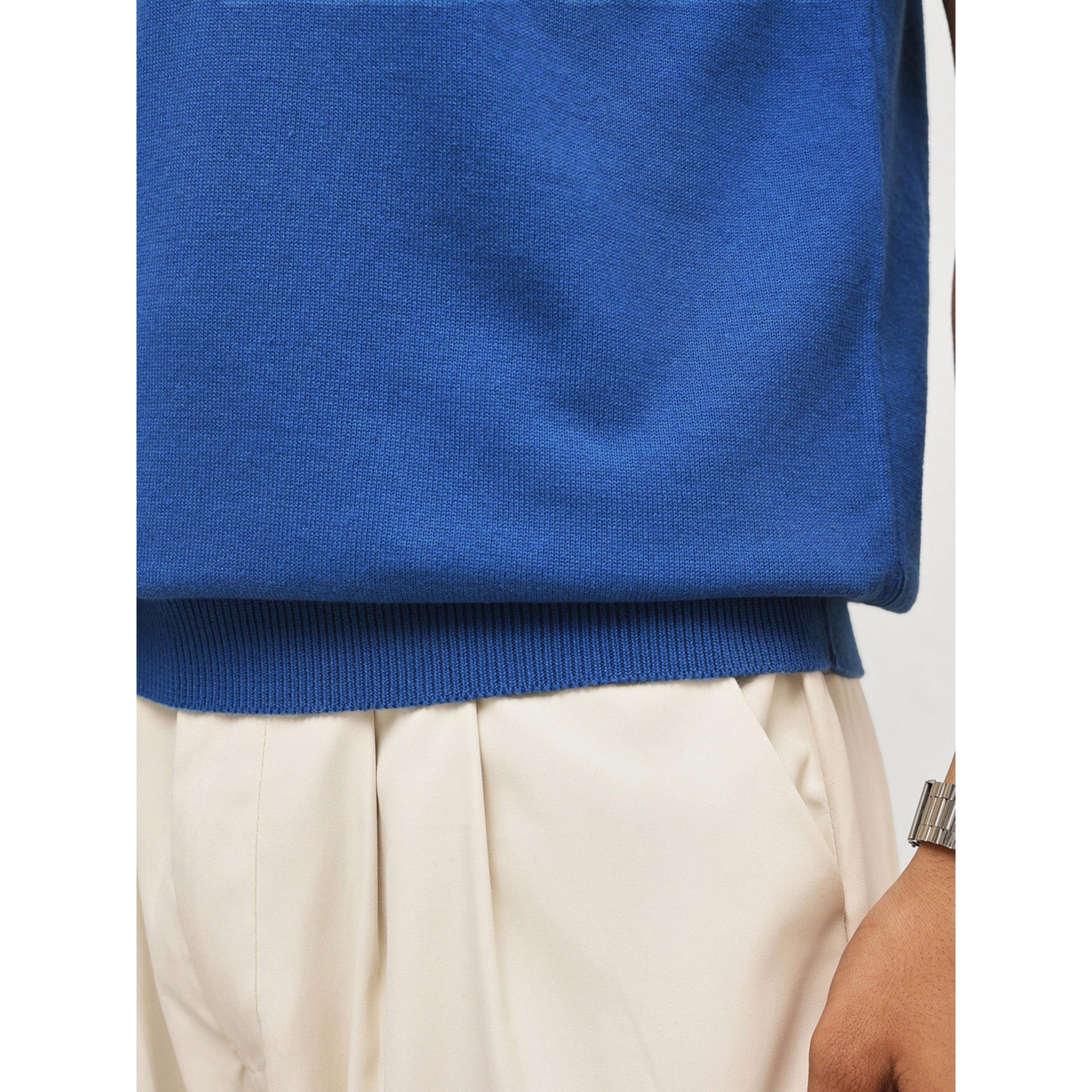 Sassafras X Styli Men Blue Relaxed Fit Knitted Polo T-Shirt-men-clothing-tshirtsandpolos-polos-image-7