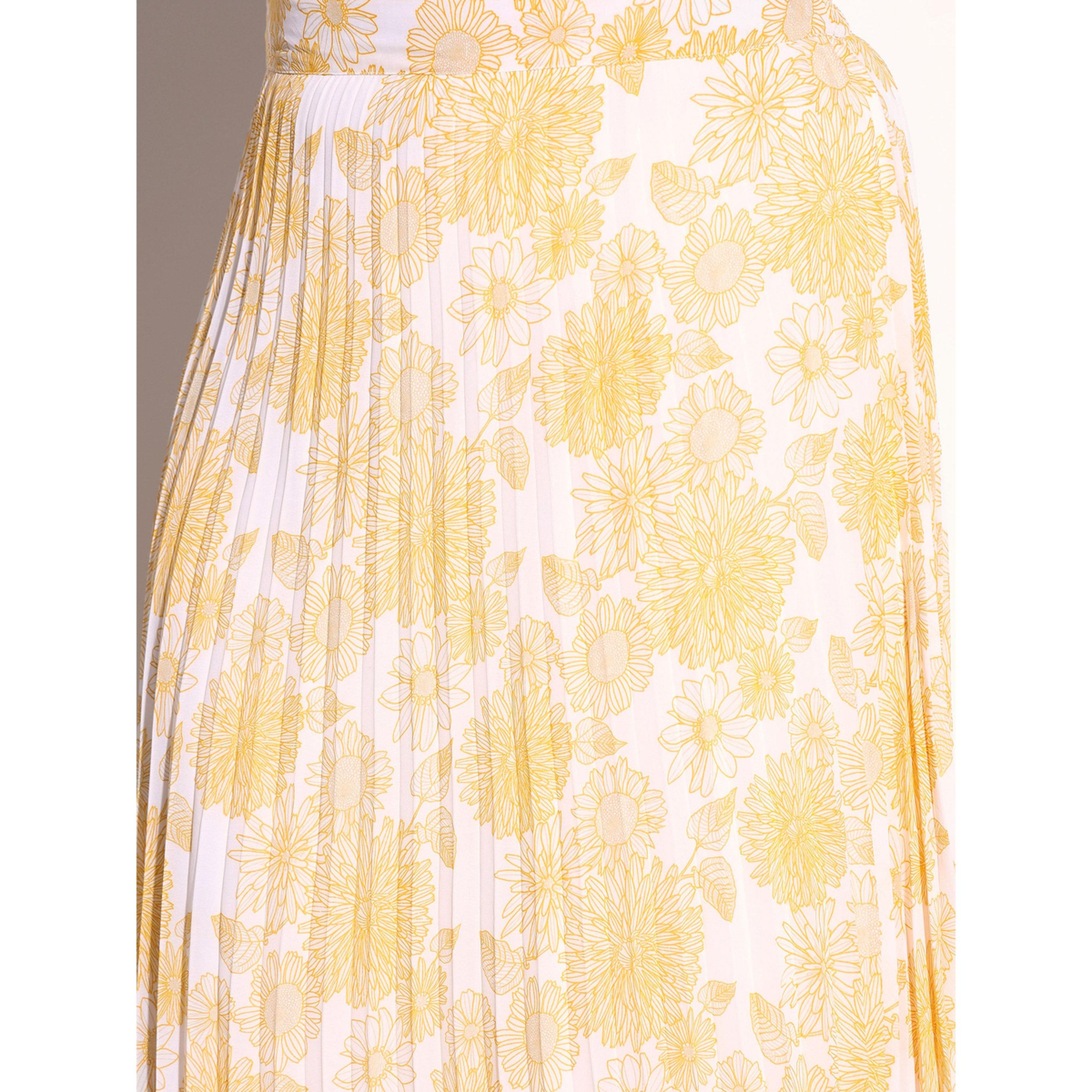 Sassafras X Styli Plus Size Yellow Floral Print Accordion Pleated Maxi Skirt-women-clothing-skirts-image-4