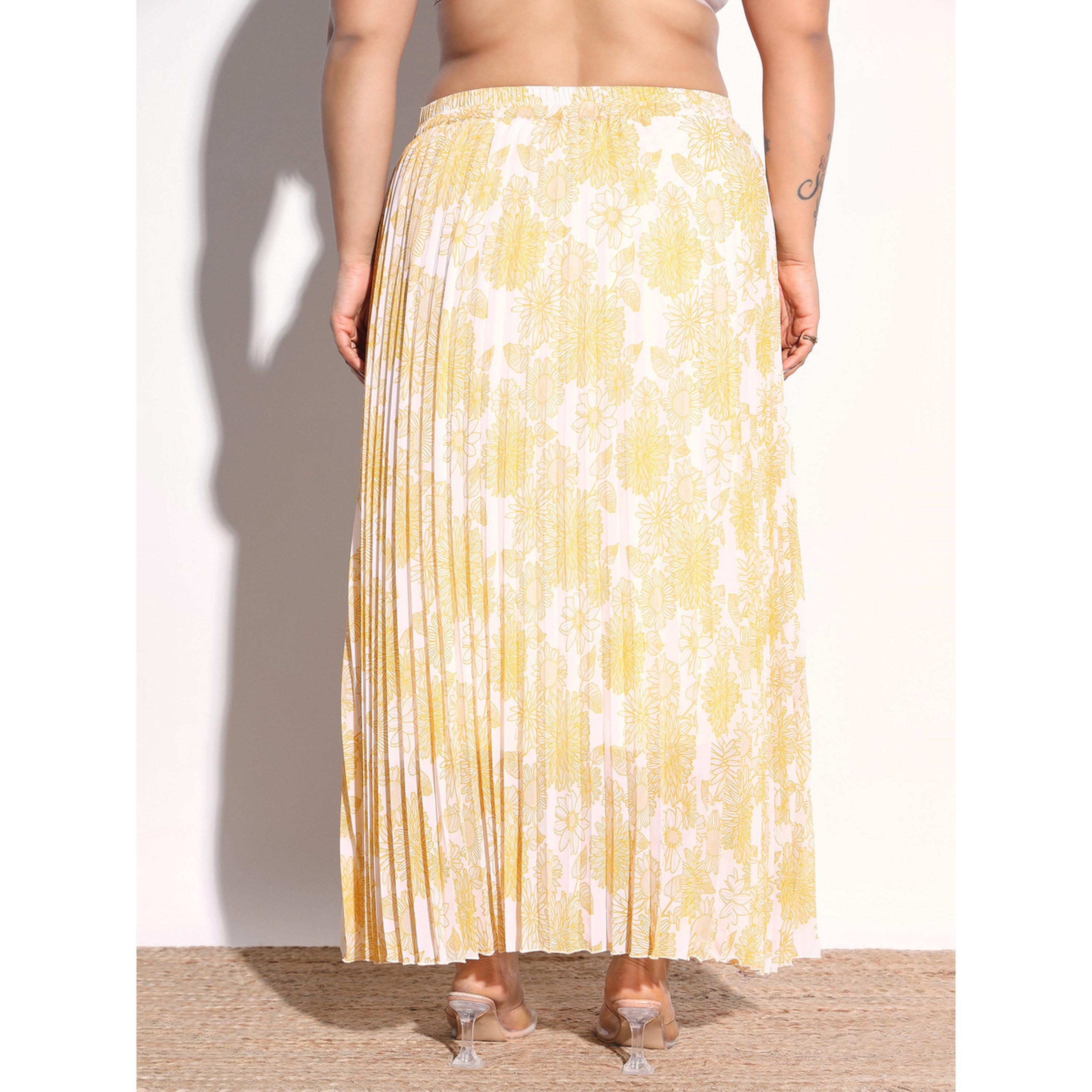 Sassafras X Styli Plus Size Yellow Floral Print Accordion Pleated Maxi Skirt-women-clothing-skirts-image-5