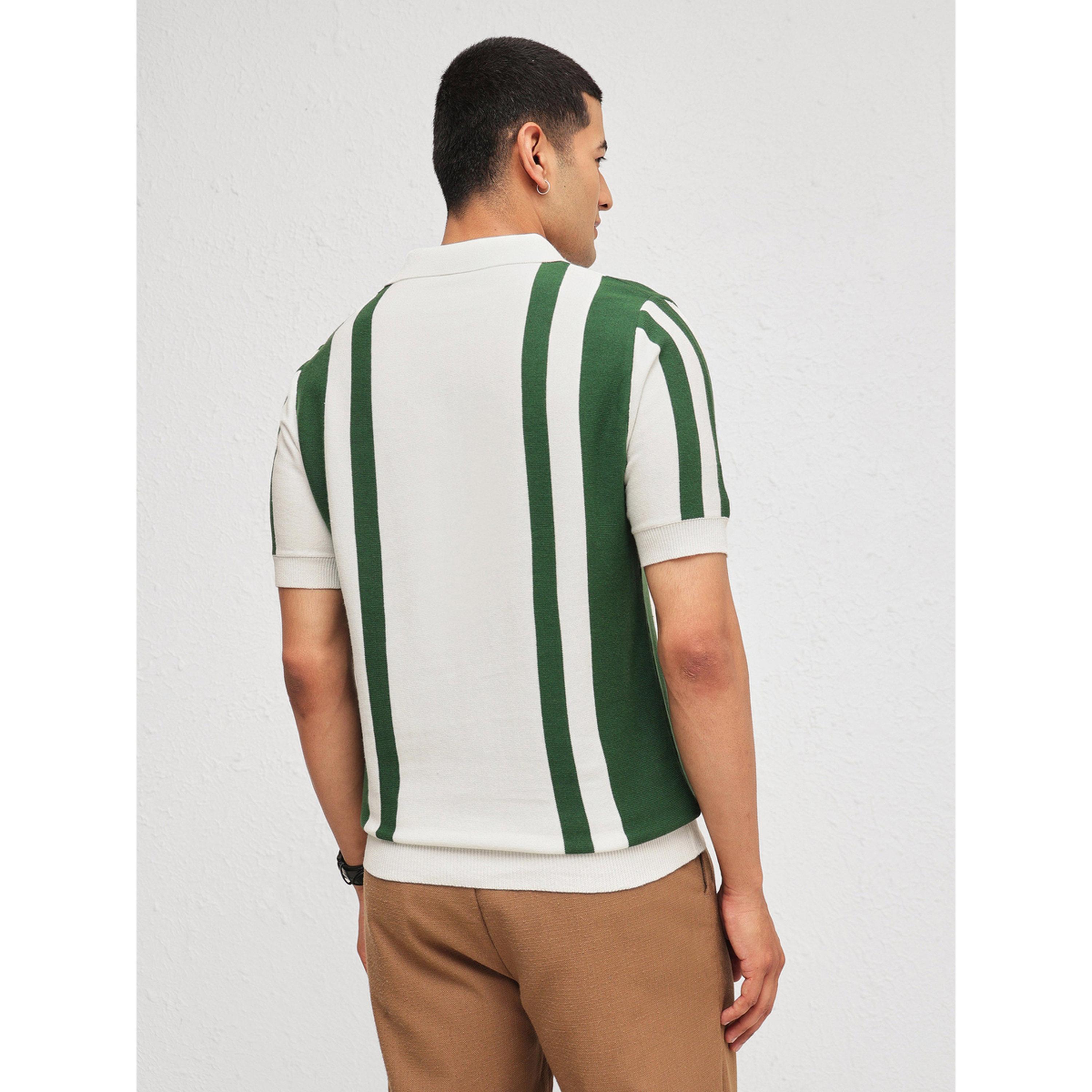 Sassafras X Styli Men White Striped Relaxed Fit Knitted Polo T-Shirt-men-clothing-tshirtsandpolos-polos-image-3