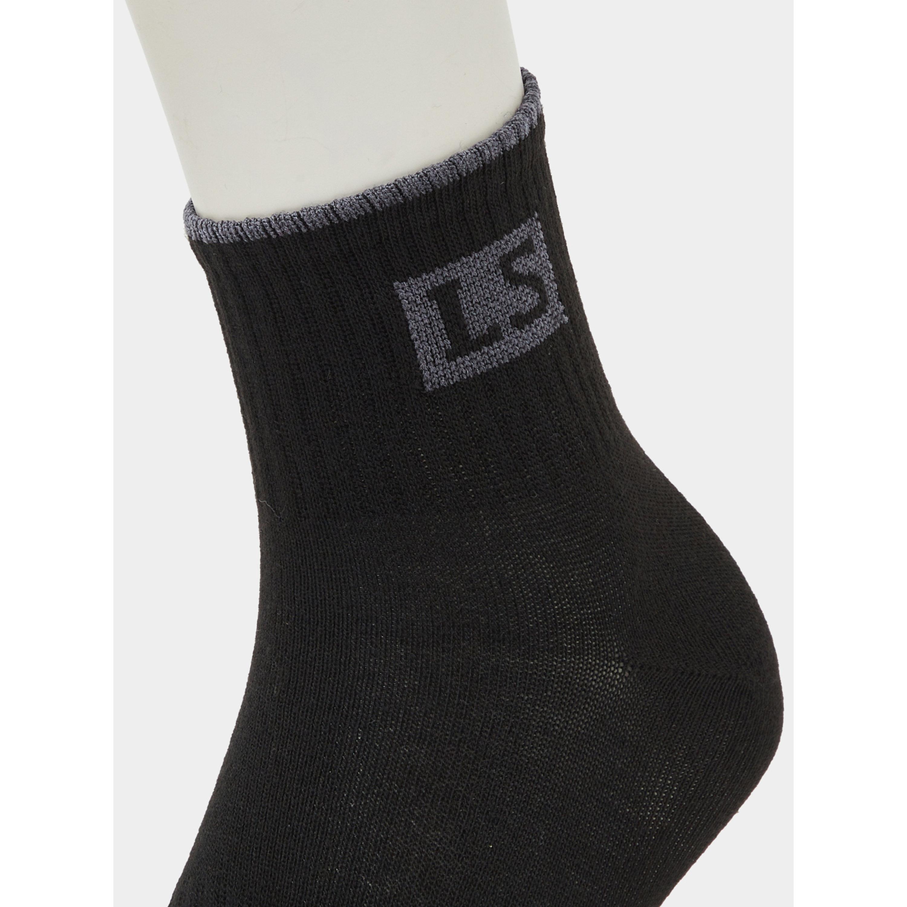 Styli Pack of 5 - Black Embroidered Detail Ribbed Cuff Crew Socks-men-socks-image-3
