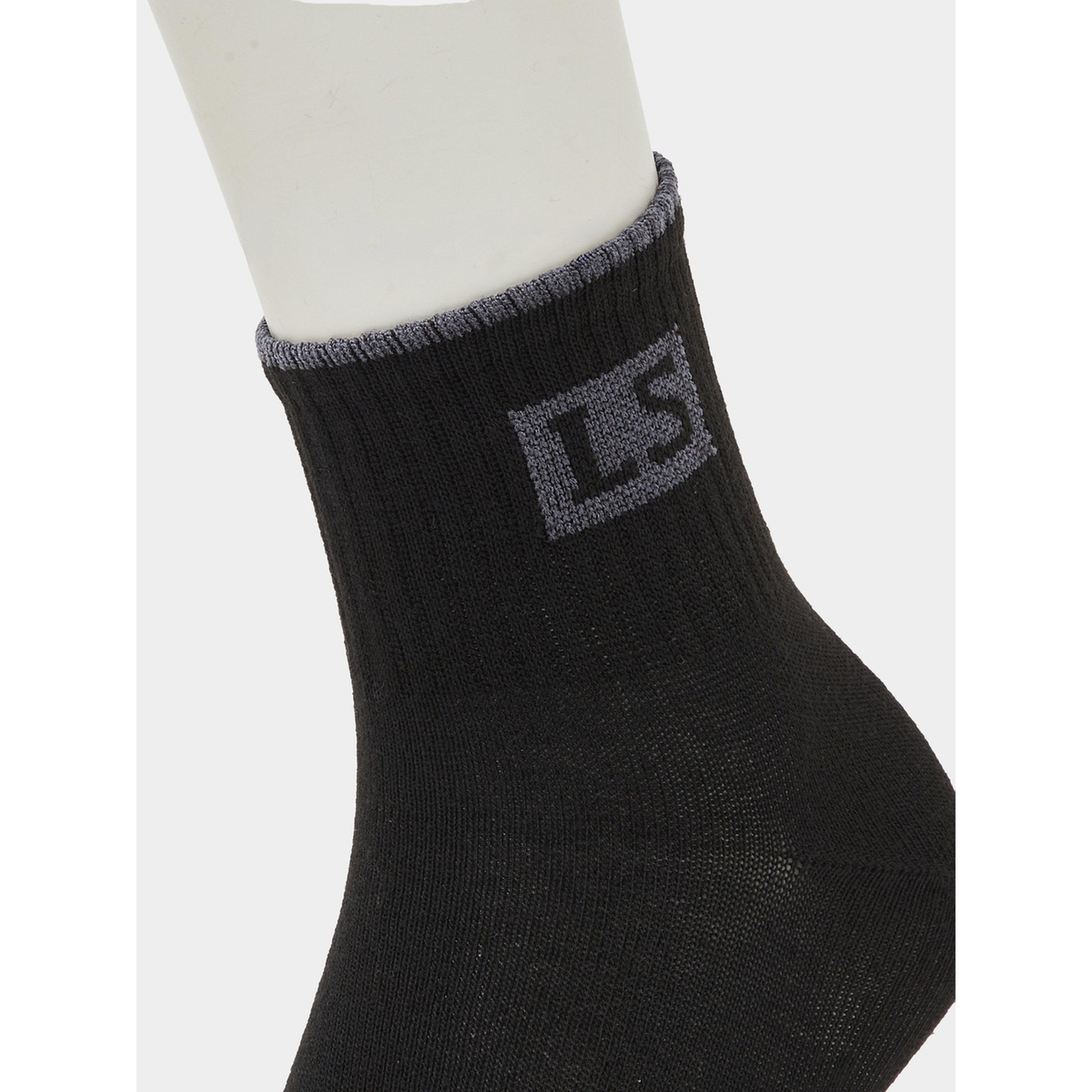 Styli Pack of 5 - Black Embroidered Detail Ribbed Cuff Crew Socks-men-socks-image-5