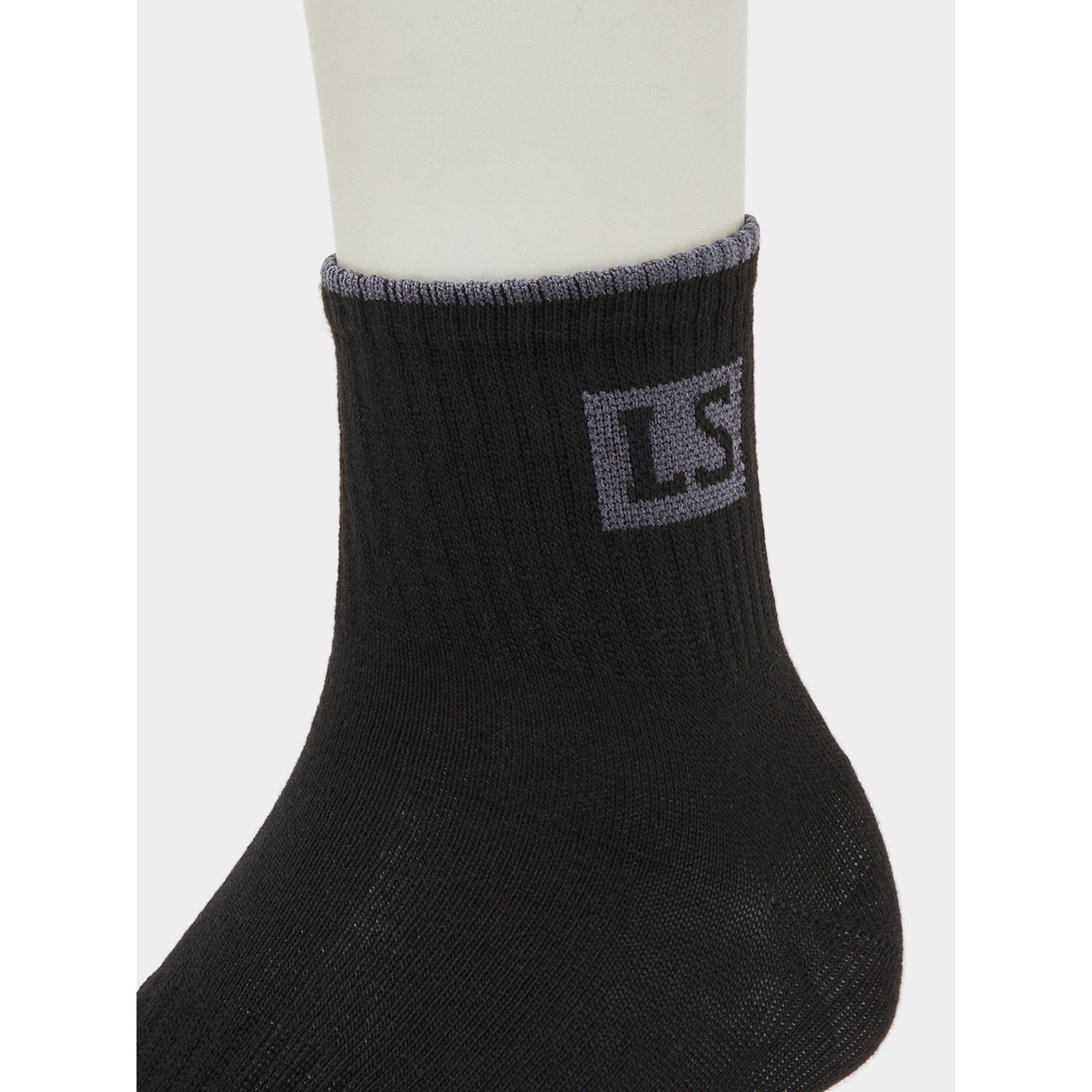 Styli Pack of 5 - Black Embroidered Detail Ribbed Cuff Crew Socks-men-socks-image-7