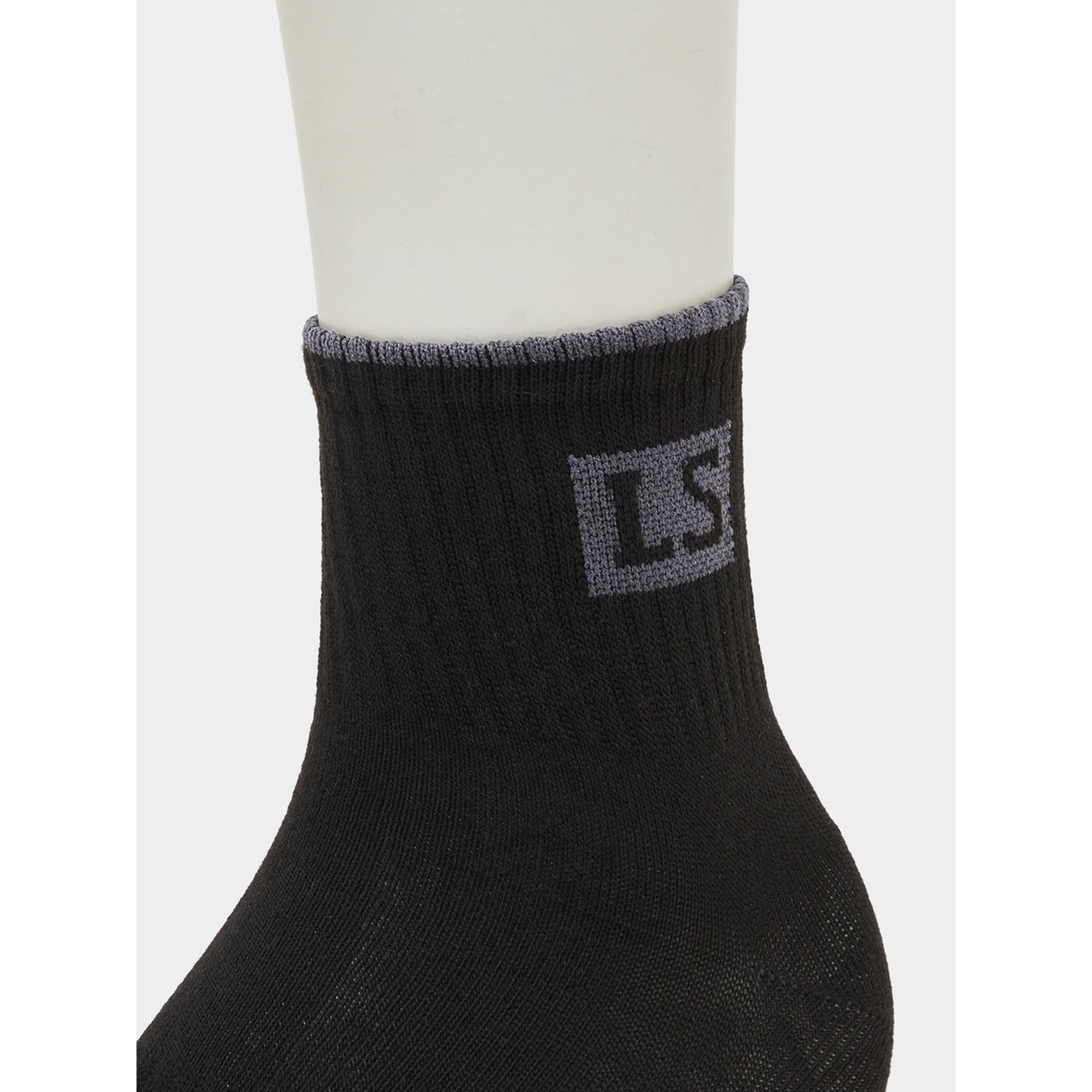 Styli Pack of 5 - Black Embroidered Detail Ribbed Cuff Crew Socks-men-socks-image-9
