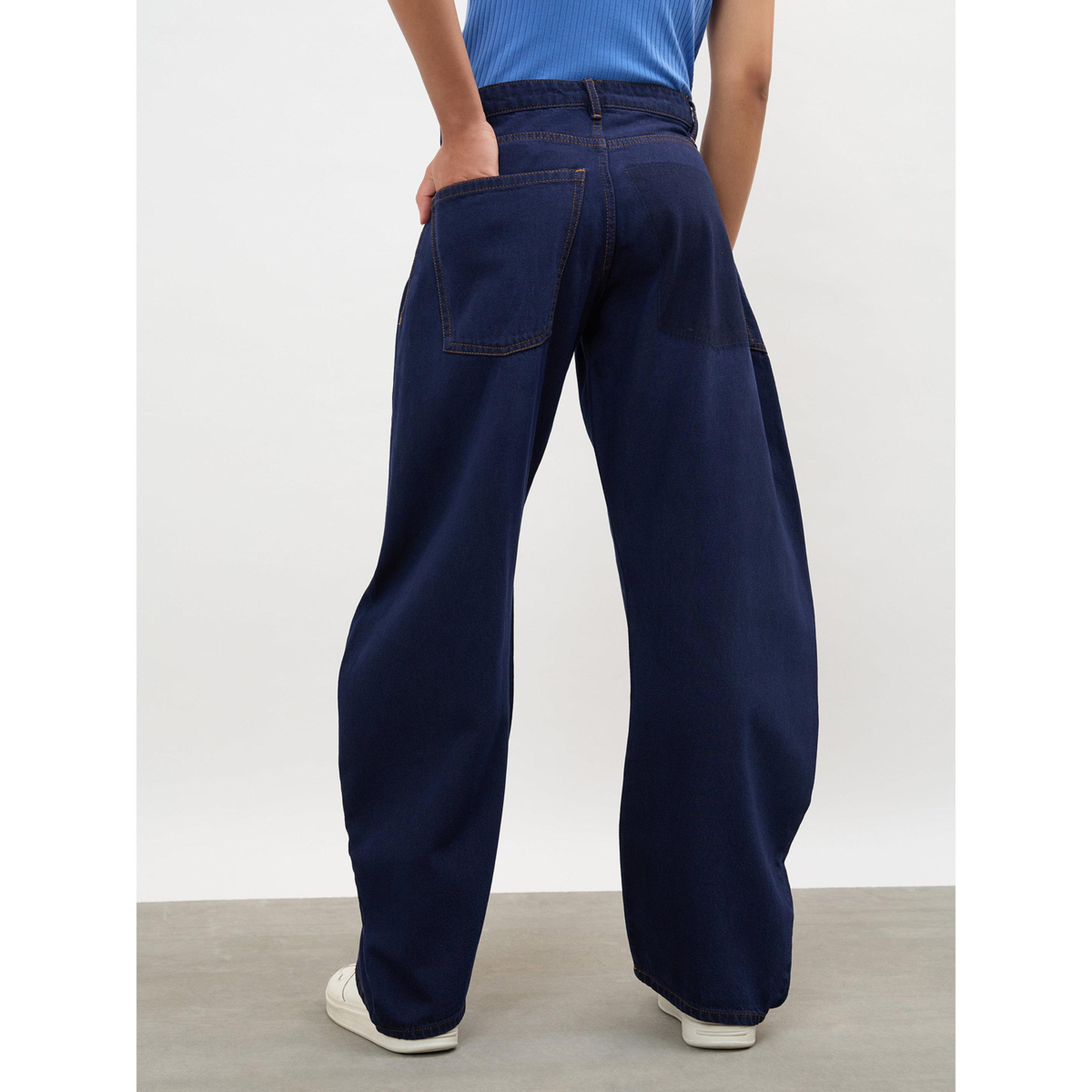 Sassafras X Styli Dark Navy Side Seam Balloon Jeans-women-clothing-jeans-image-6