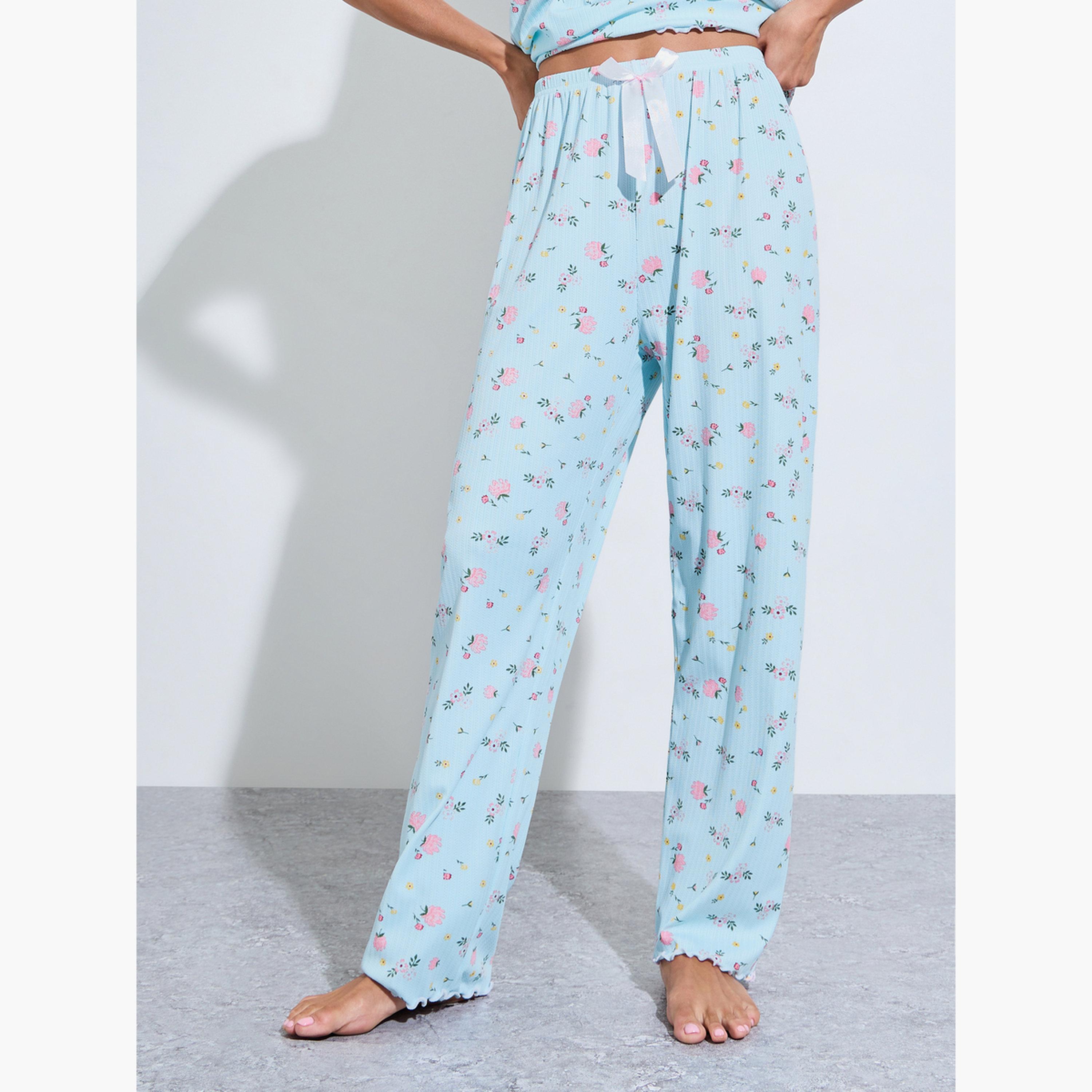 ستايلي - طقم بيجاما وبلوزة بطبعة زهور زرقاء-women-clothing-nightwear-pyjamas-longsets-image-4