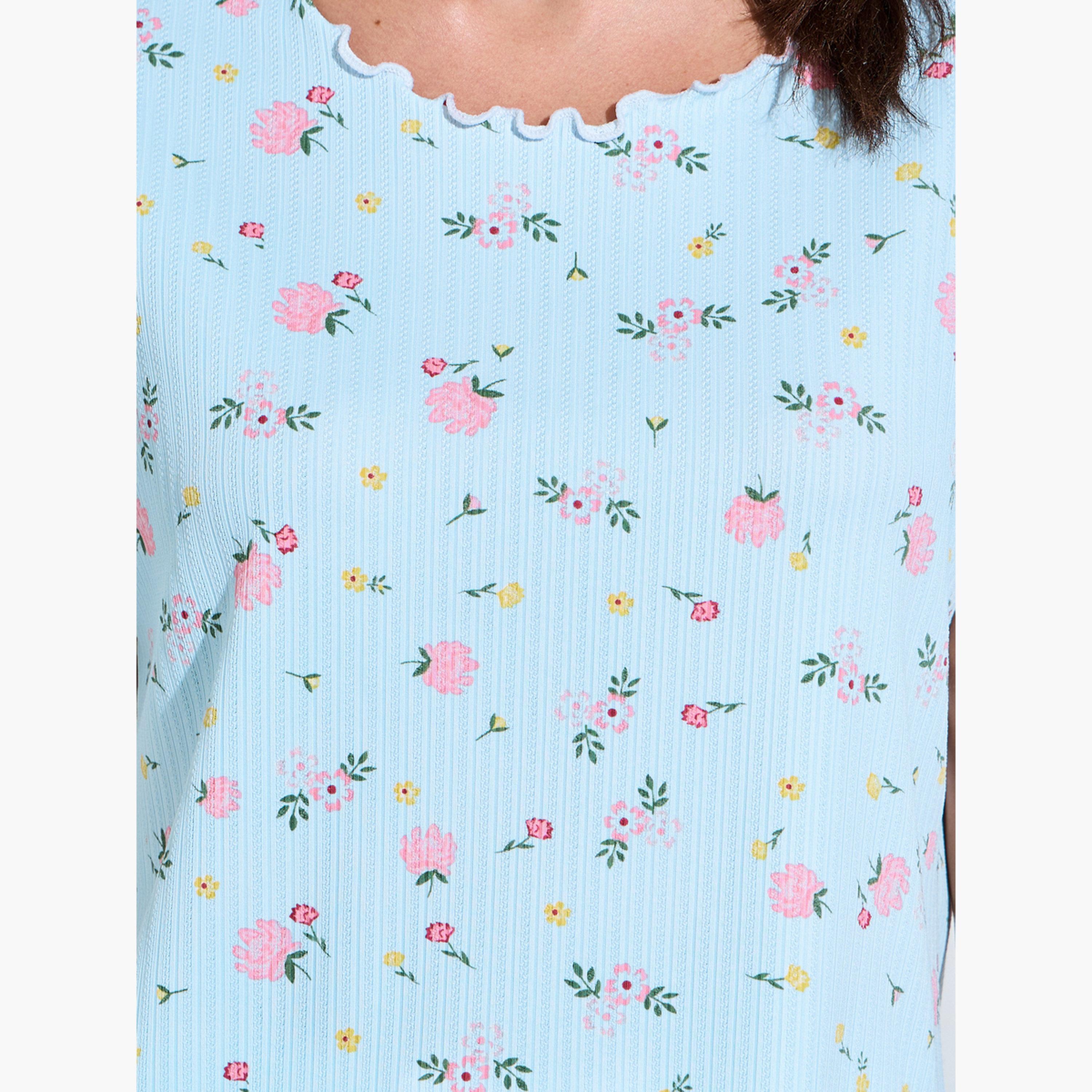ستايلي - طقم بيجاما وبلوزة بطبعة زهور زرقاء-women-clothing-nightwear-pyjamas-longsets-image-5