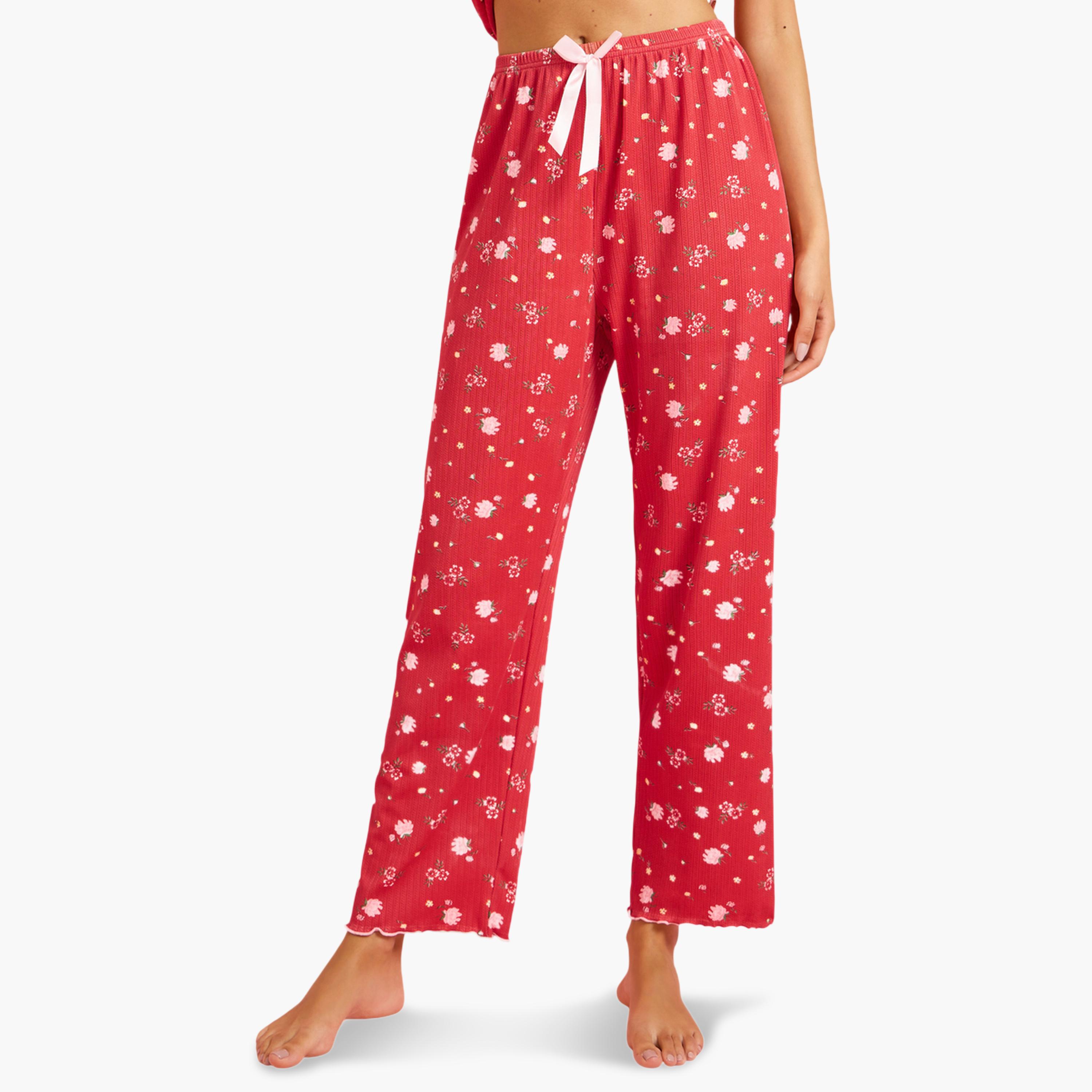 ستايلي - طقم بيجاما وبلوزة بطبعة زهور حمراء-women-clothing-nightwear-pyjamas-longsets-image-4