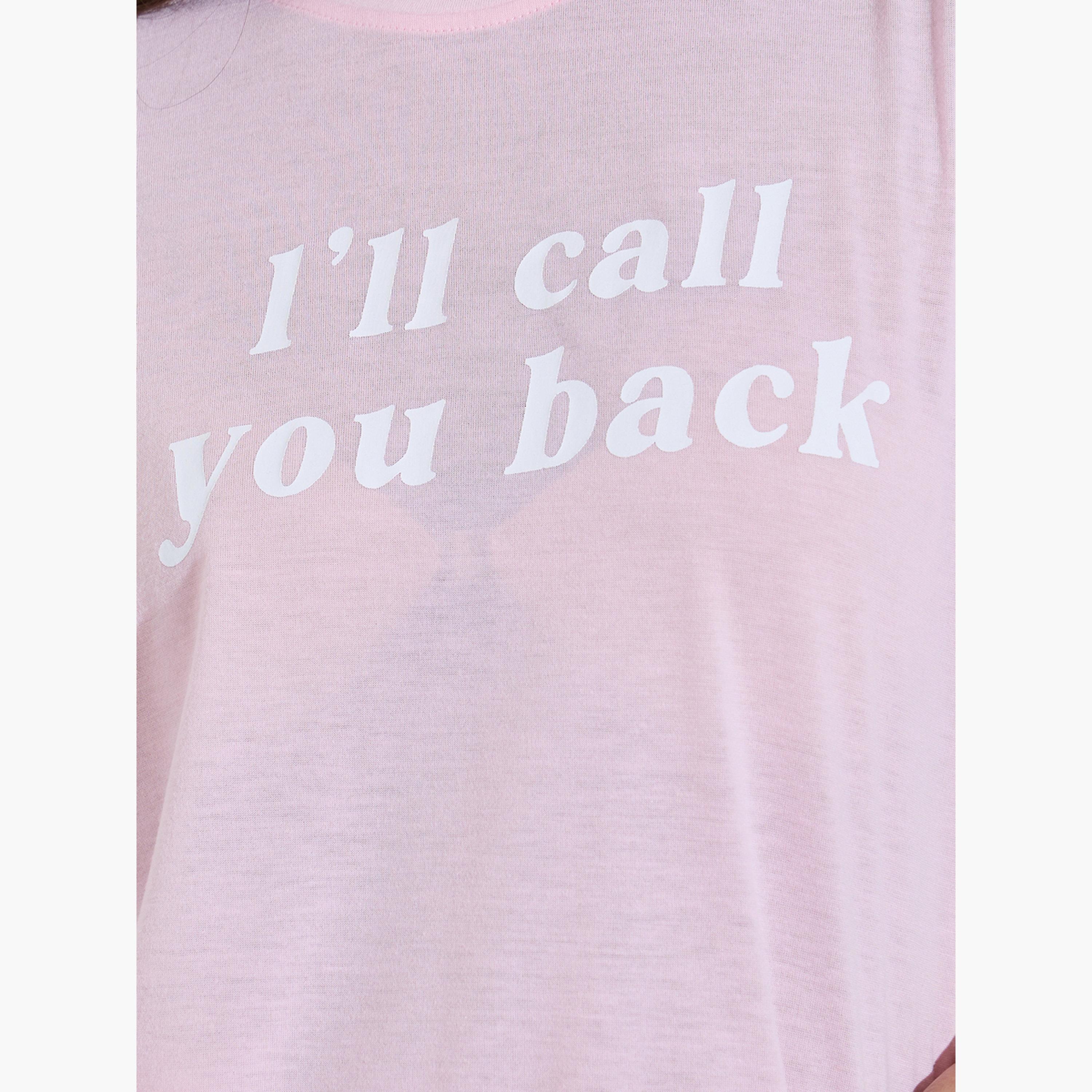 Styli Pink Slogan Print Short Sleeves Oversized T-Shirt-women-clothing-tshirts-image-5