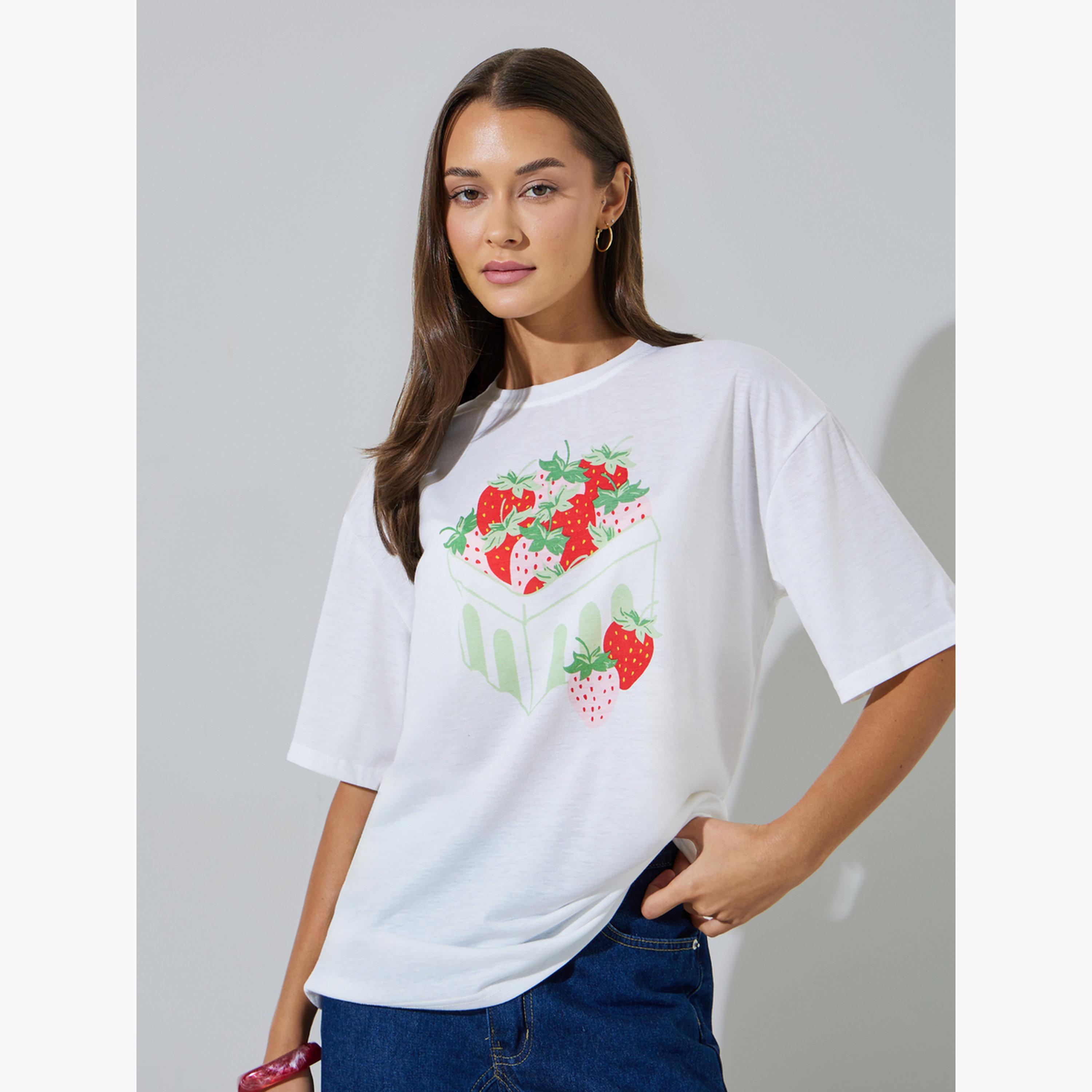 Styli White Graphic Print Oversize T-Shirt-women-clothing-tshirts-image-3