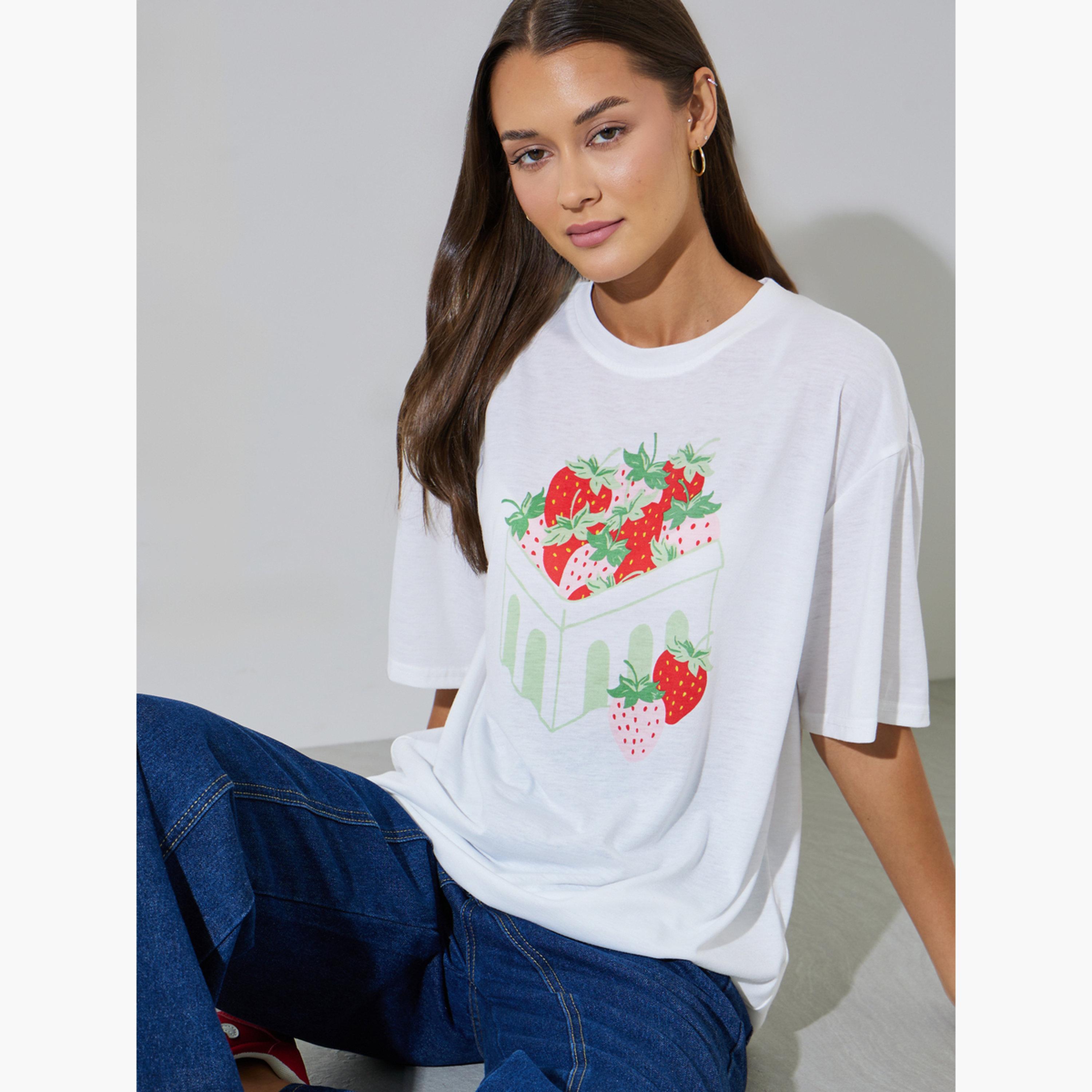 Styli White Graphic Print Oversize T-Shirt-women-clothing-tshirts-image-4