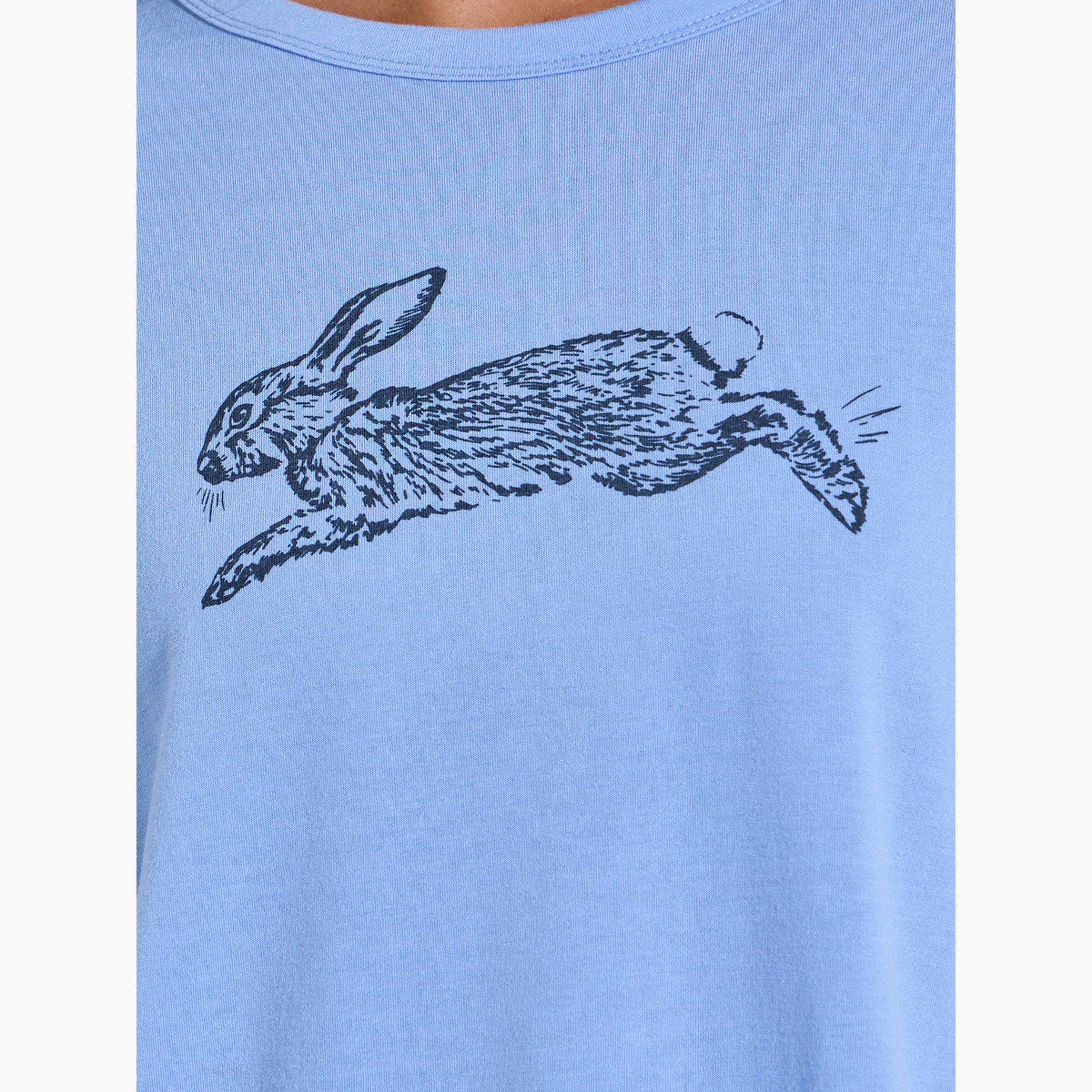 تيشيرت واسع بأكمام قصيرة وطبعة جرافيك أرنب لون أزرق-women-clothing-tshirts-image-6